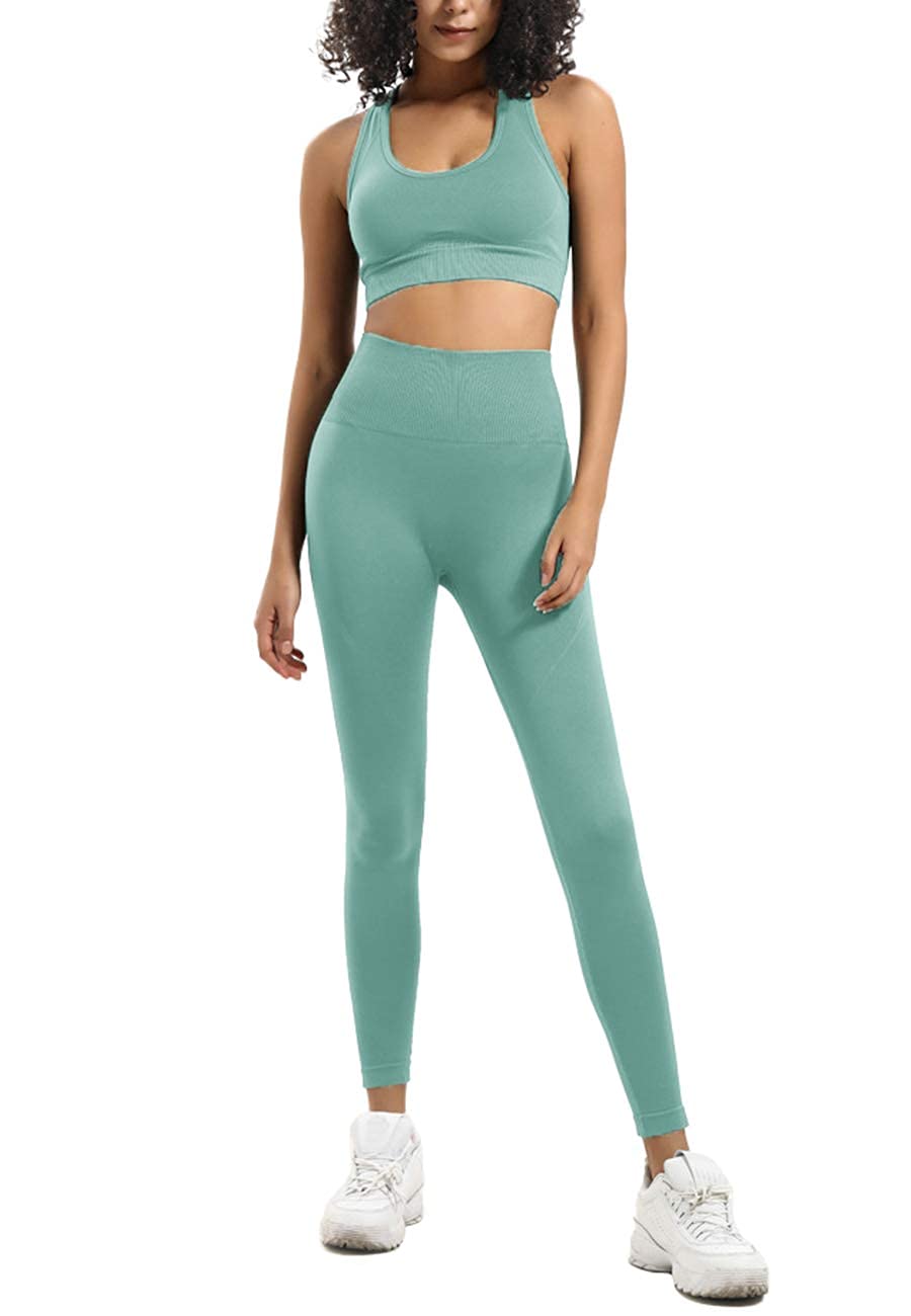 Women's 2 Piece Yoga Outfits - High Waisted Leggings & Sports Bra Set for Gym, Workout, Running & Fitness | Breathable & Comfortable Activewear for Women