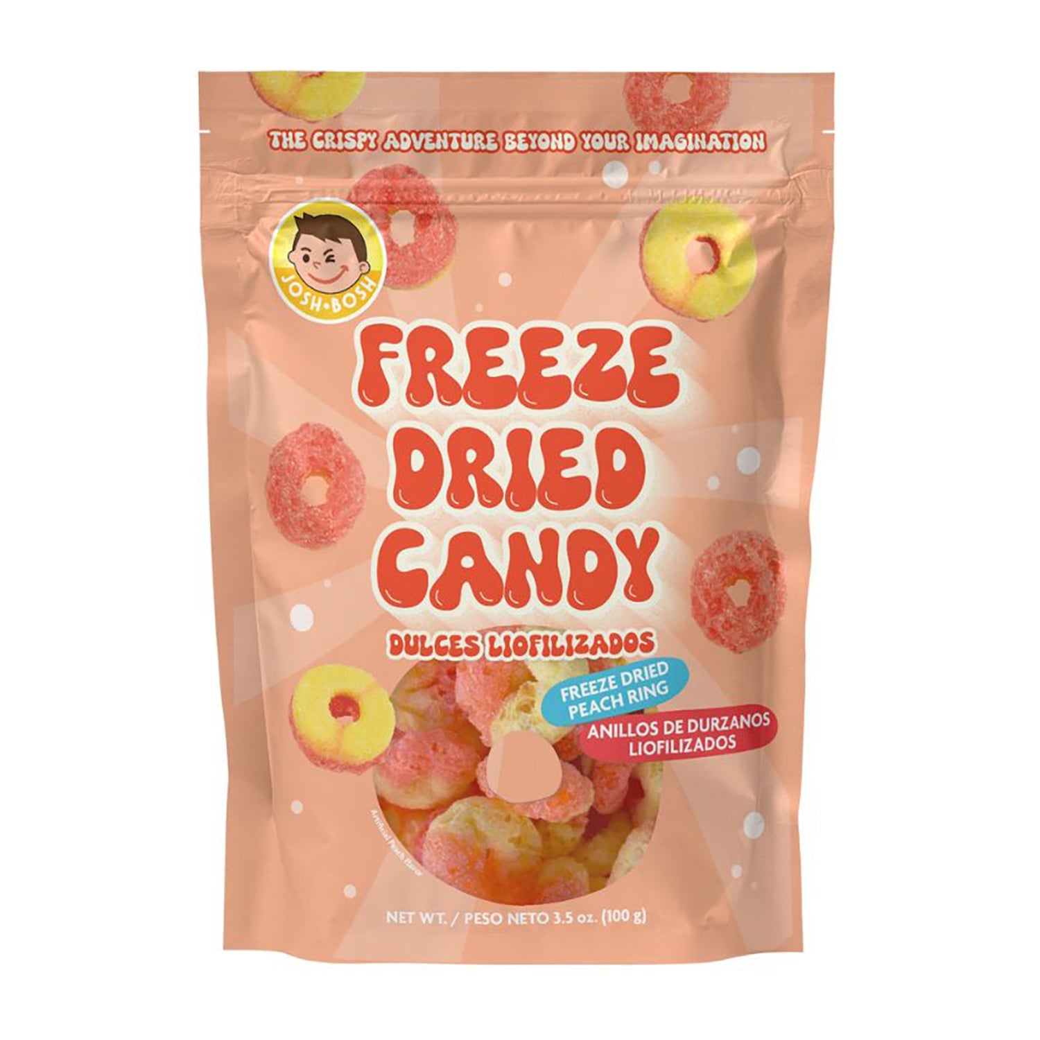 Freeze Dried Peach Rings Candy - Sweet & Crunchy Snack (100g Bag) | Perfect for Parties, Gifts & On-the-Go Treats