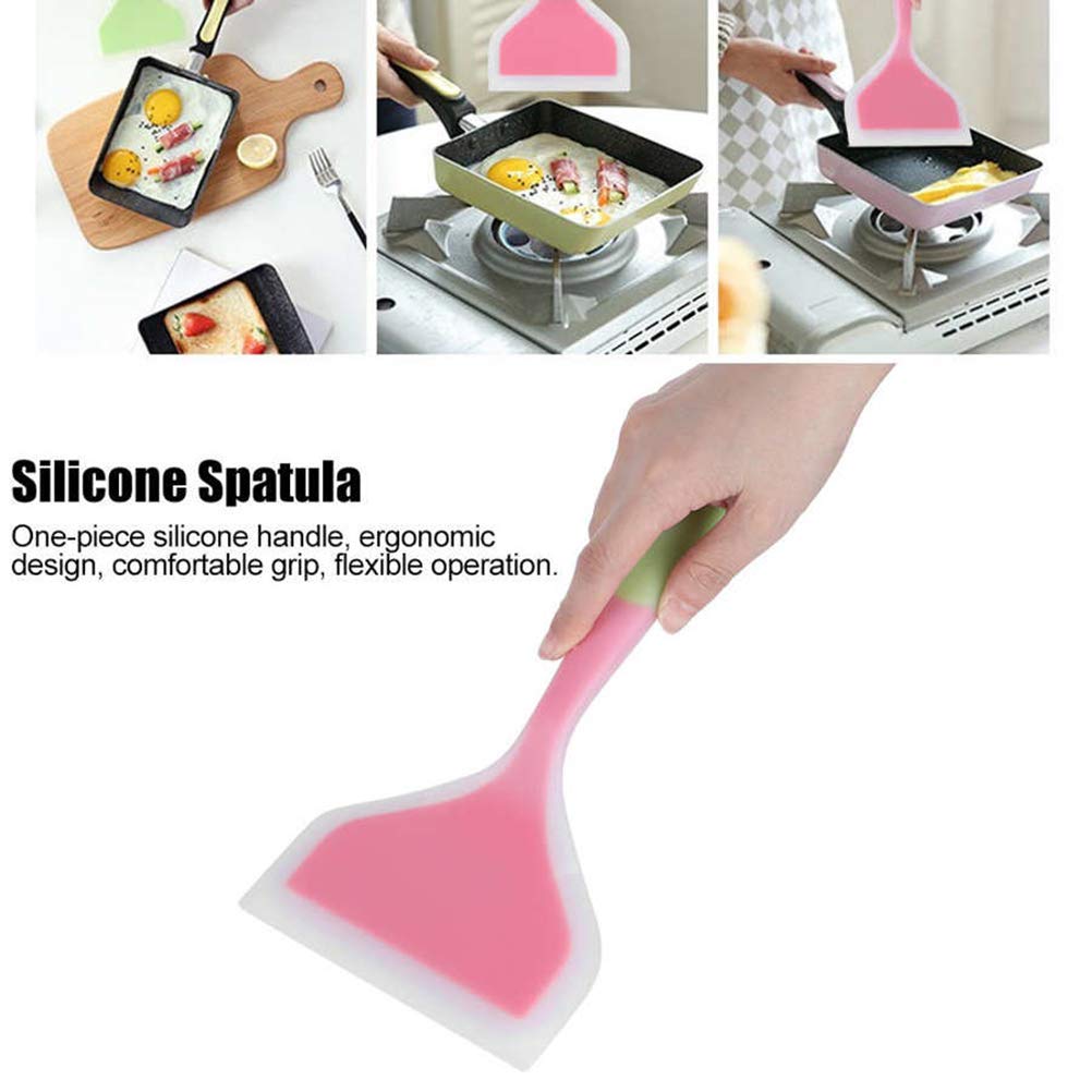 10-Inch Silicone Omelette Spatula - Heat-Resistant Nonstick Turner for Pancakes, Eggs, Crepes, Brownies, Pizza & Fish - Durable Wide Kitchen Tool for Flipping & Serving (Pink) - Perfect for Breakfast, Baking & Cooking at Home
