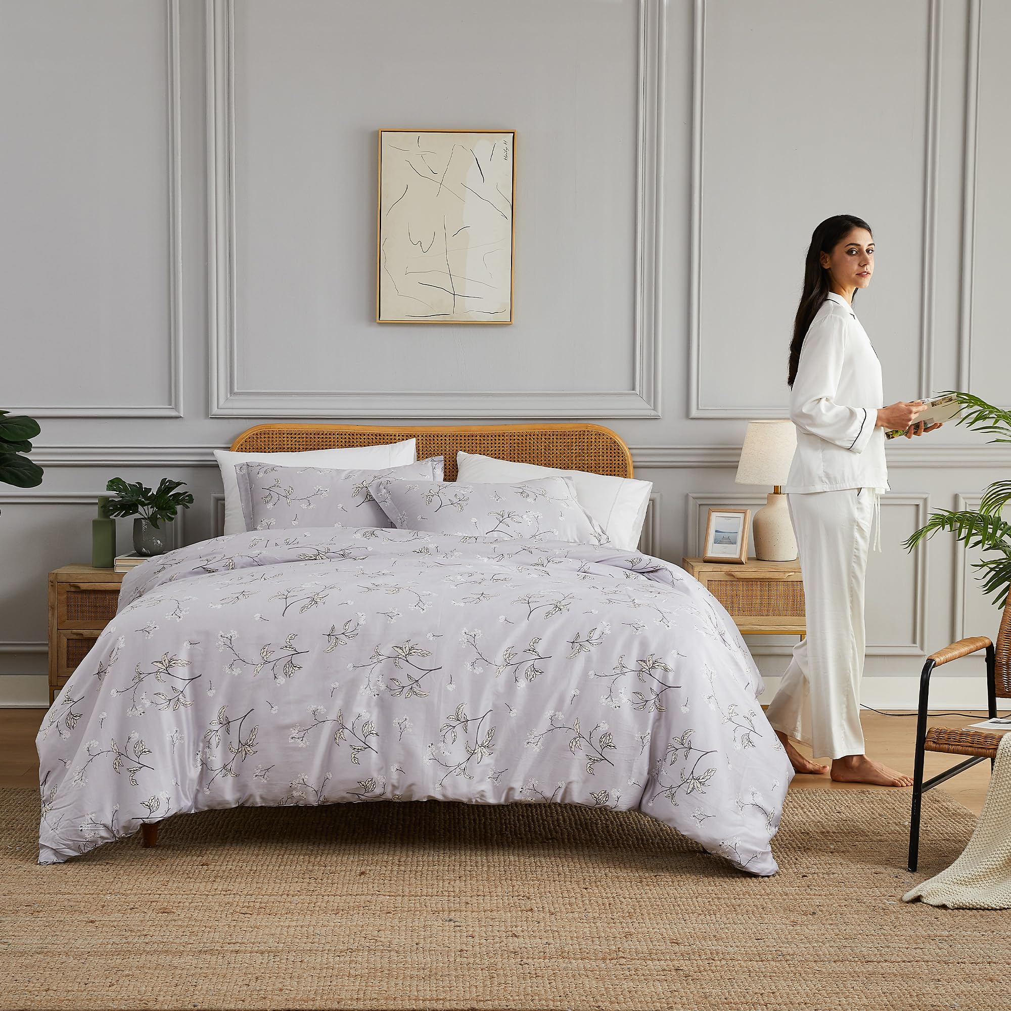 100% Cotton King Size Duvet Cover - Soft 300 Thread Count Sateen Weave | Luxury Hotel Collection | Machine Washable Grey Comforter Cover for California King Beds | Perfect for Master Bedrooms & Guest Rooms