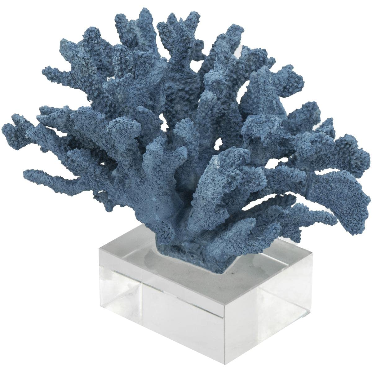 Blue Coral Sculpture with Glass Base - 10