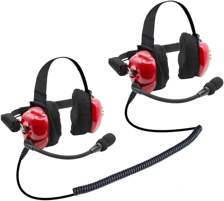 Pair of NASCAR Linkable Behind-The-Head Headsets for Racing Fans | Rugged Radios Electronics | Compatible with Scanners & Race Receivers | Perfect for Track Days, Motorsports Events & Pit Crew Communications