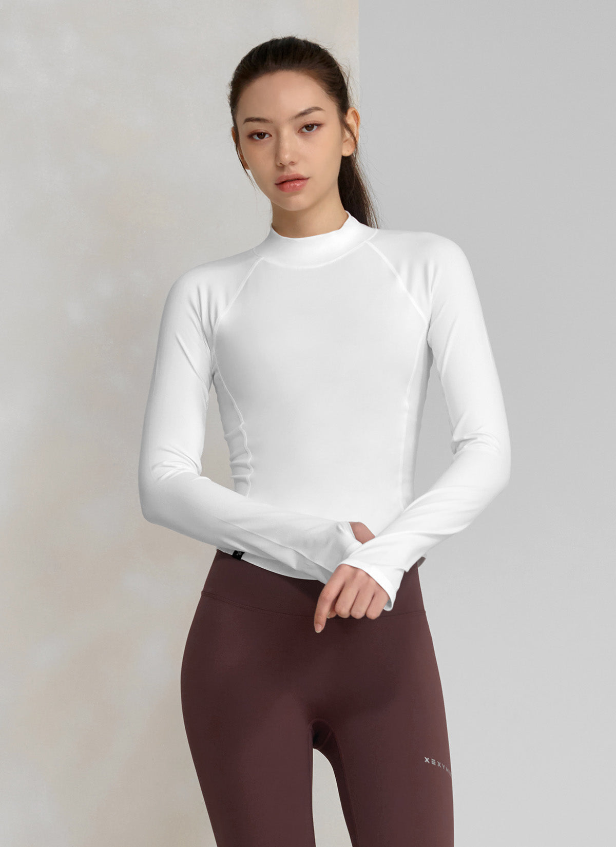 Stylish Peach Mock Neck Long Sleeve Top for Women - Perfect for Office Wear, Casual Outings & Fall Layering