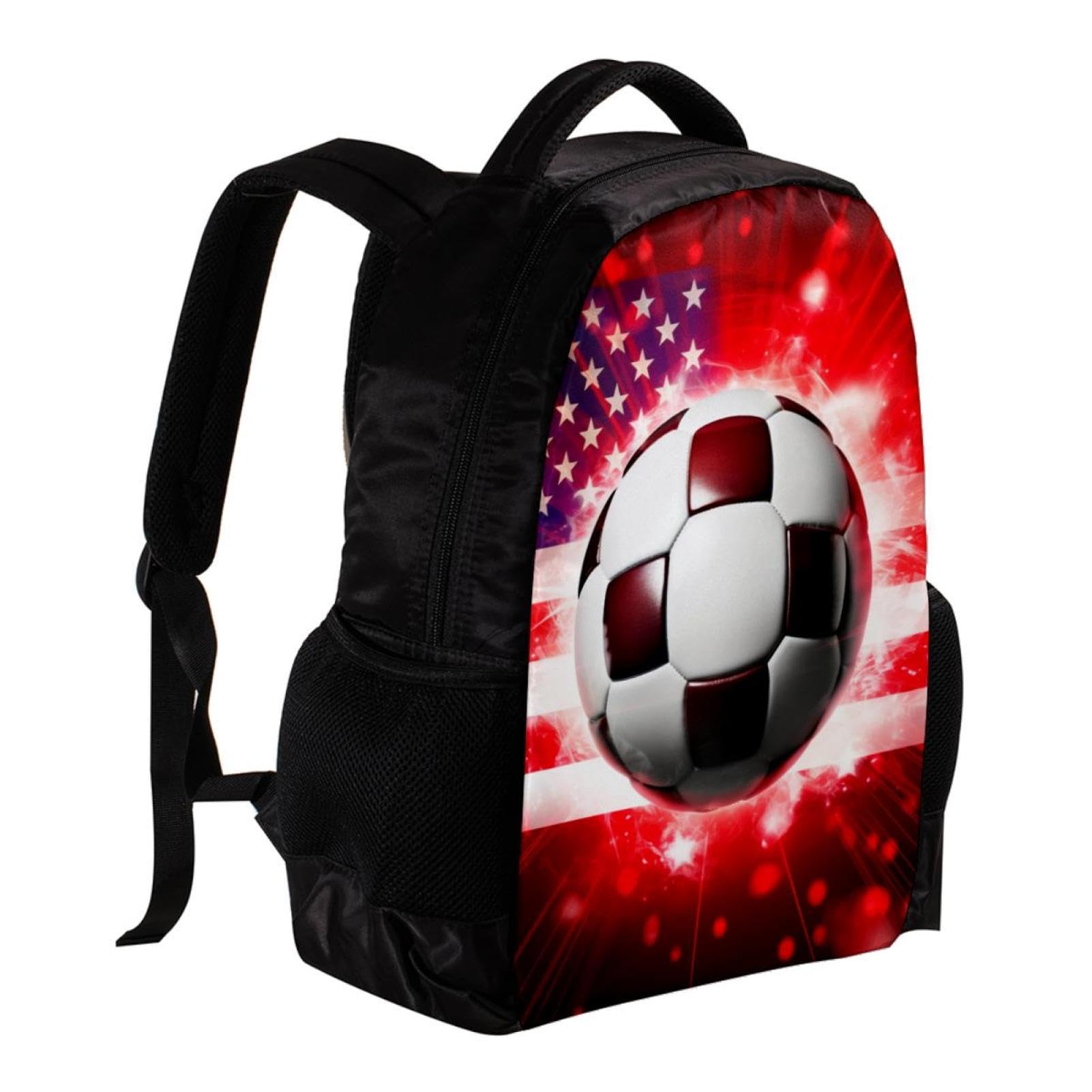 Men's & Women's Travel Backpack with American Flag & Football Design - Durable Carry-On Backpack for Hiking, Gym, School & Outdoor Adventures