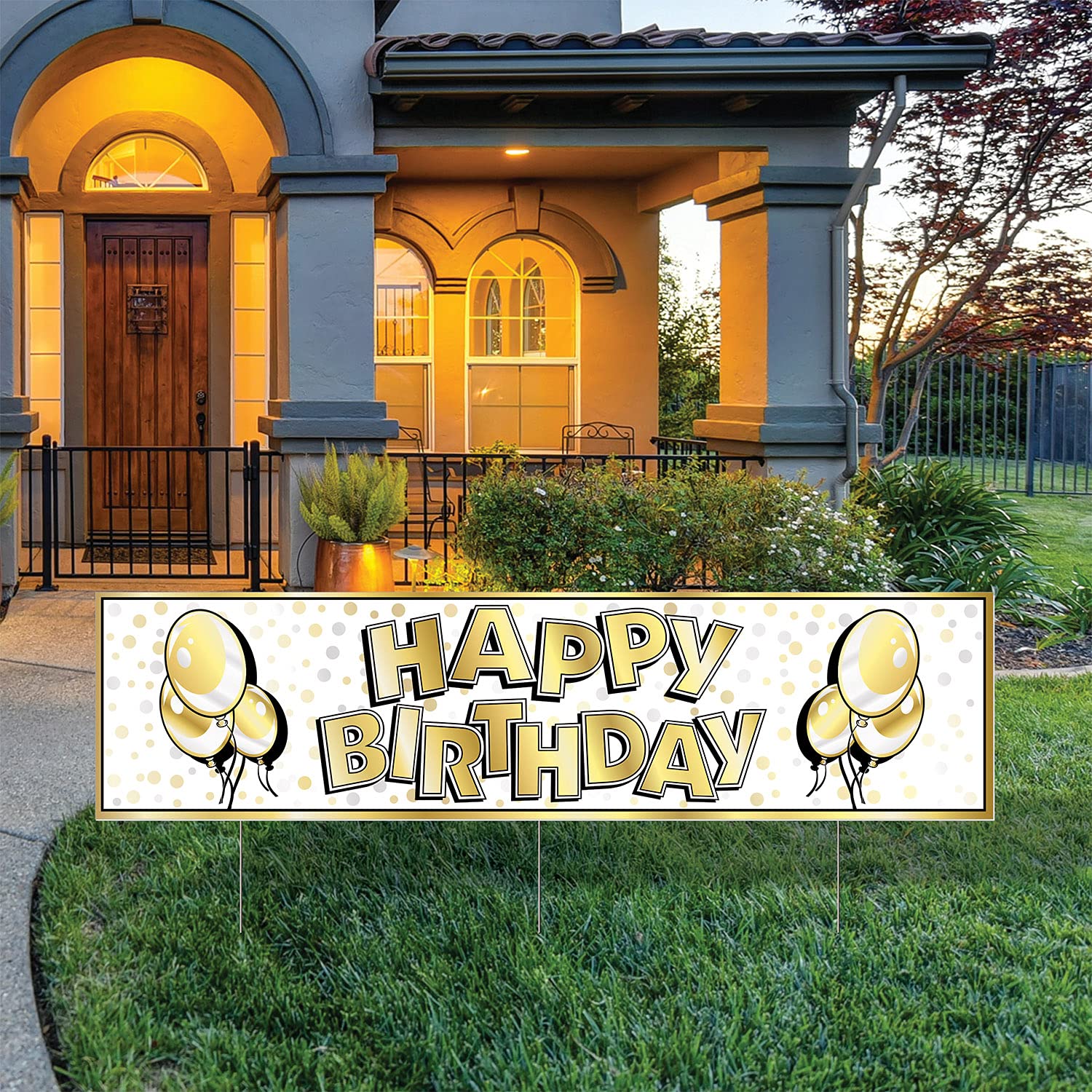 Large Happy Birthday Yard Sign with Stakes - Outdoor Party Decor for Birthdays, Celebrations & Events