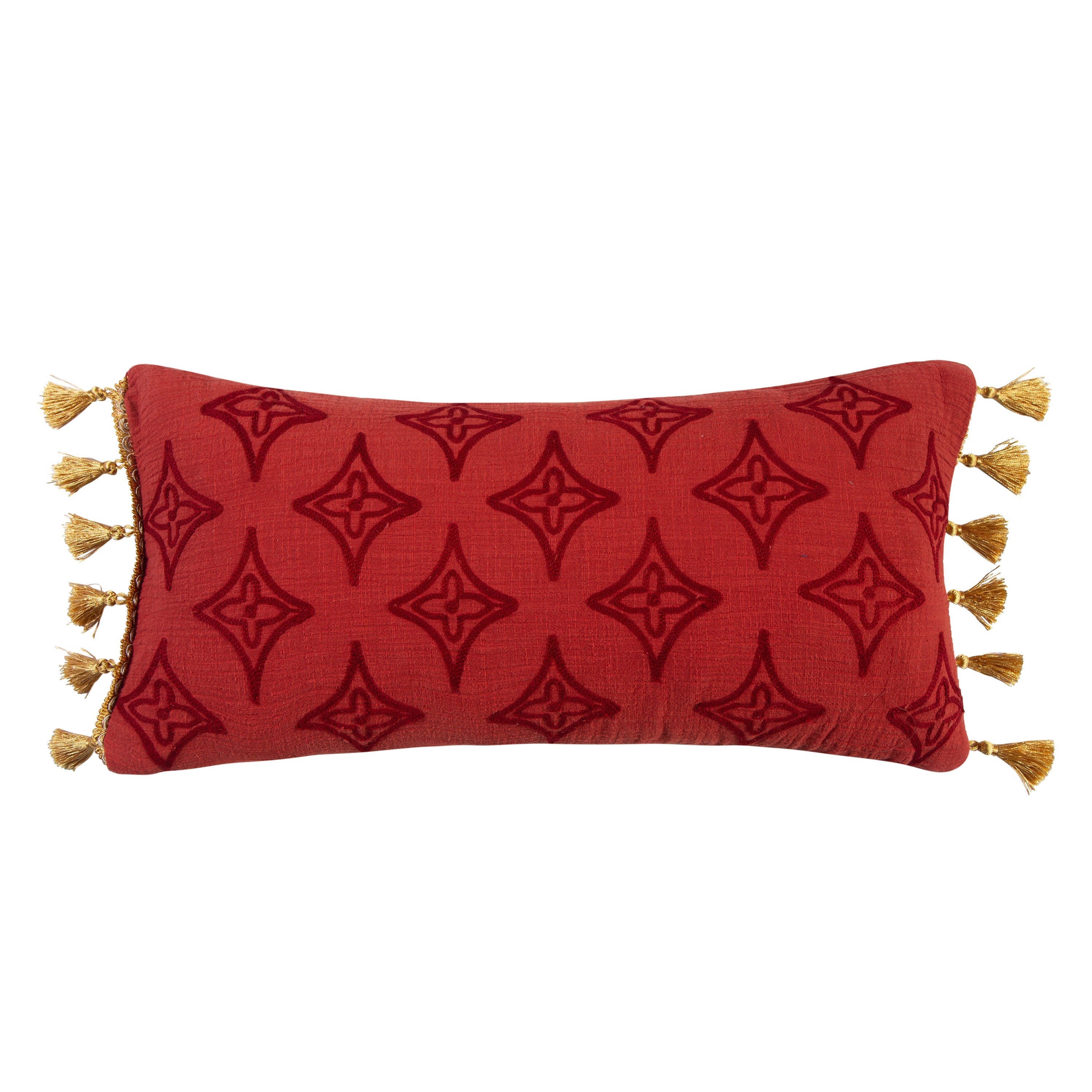 Stylish Moreno Red Tassel Pillow - Soft Decorative Throw Cushion for Sofa, Bed & Home Decor | Perfect for Living Room, Bedroom & Dorm