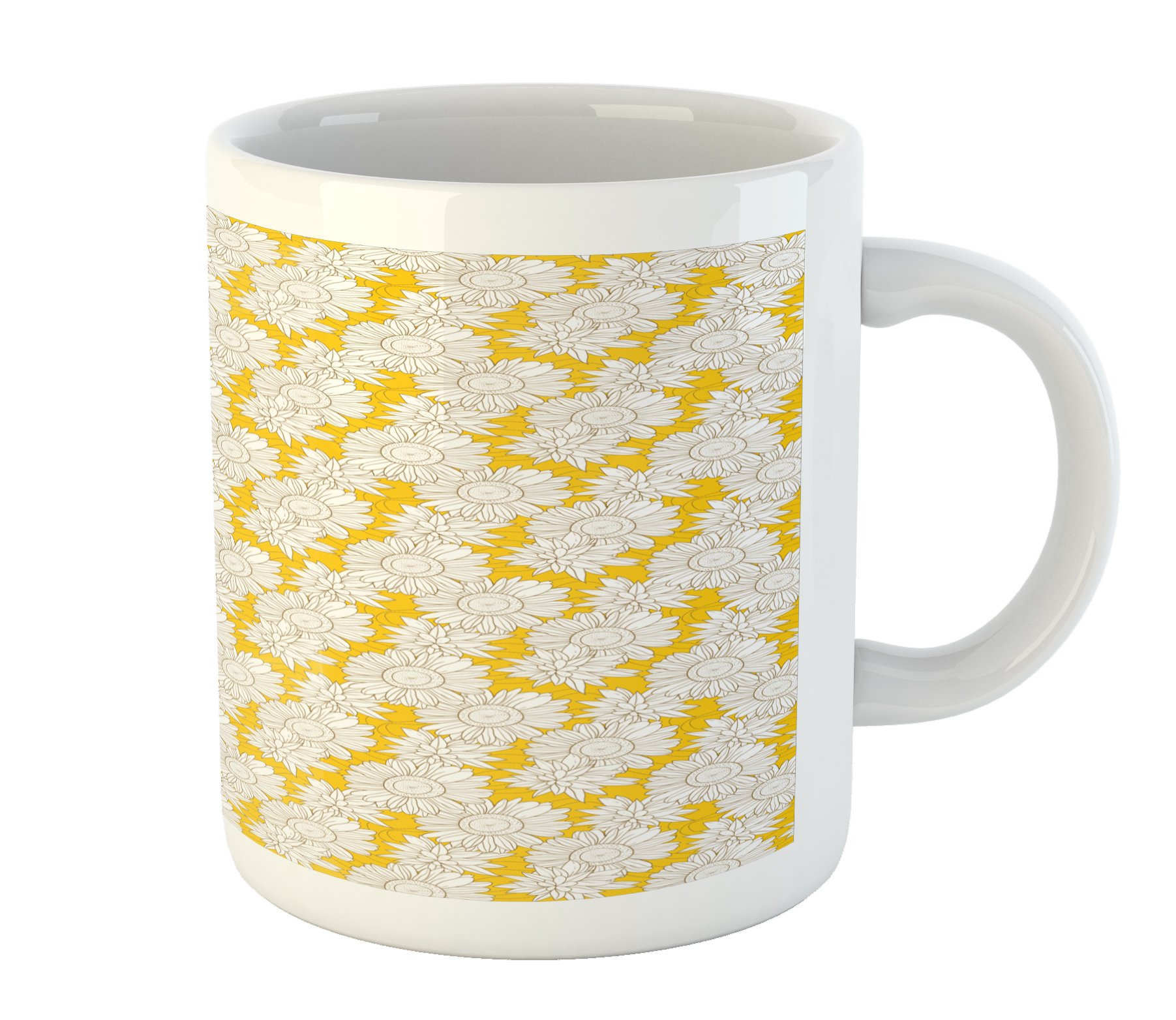 Ambesonne Ceramic Mug - Doodle Garden Design for Coffee & Tea