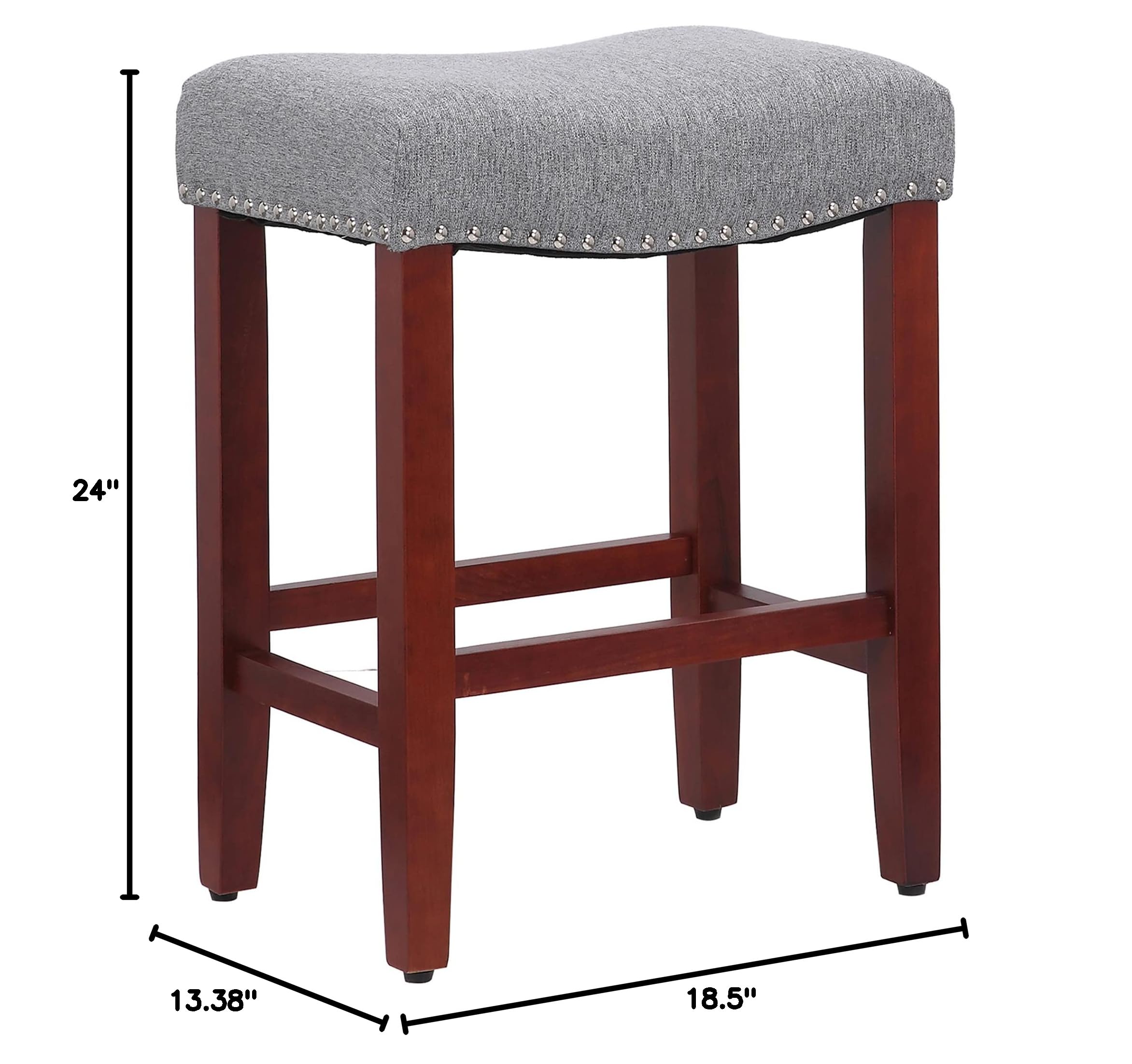 2-Pack Gray Upholstered Counter Stools 24