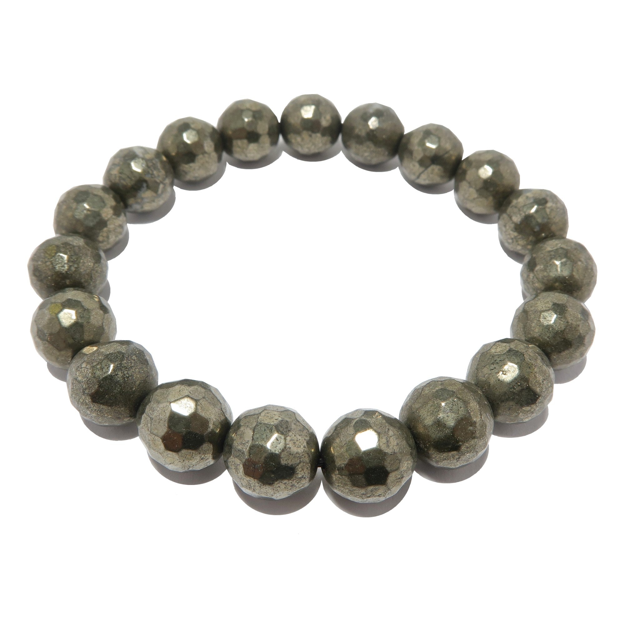 Pyrite Bracelet for Women - Gold Aura Protection Bracelet with Faceted Beads - Healing Crystal Jewelry for Energy, Chakra Balancing & Spiritual Protection - Perfect for Meditation, Yoga & Daily Wear