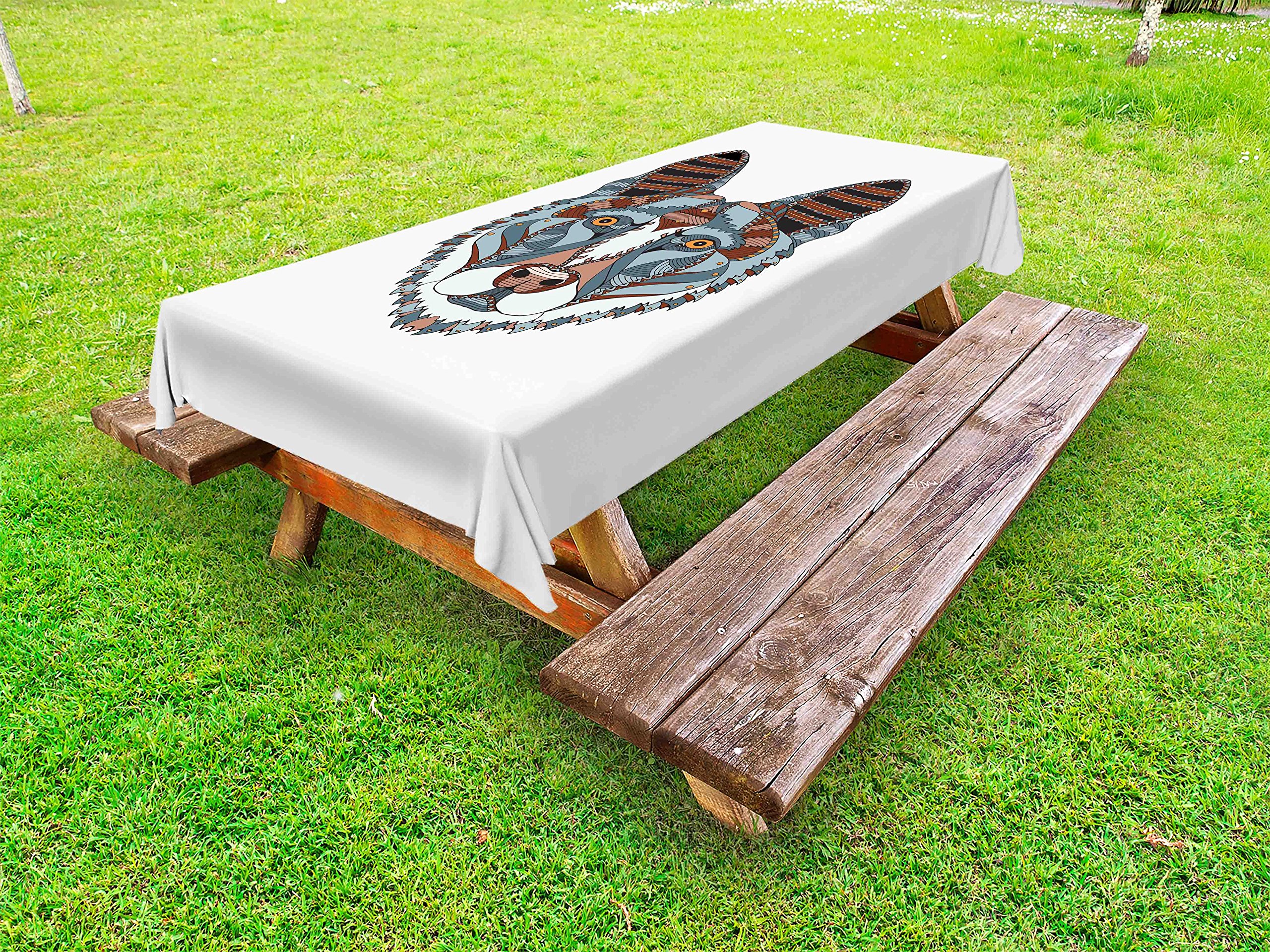 Ambesonne German Shepherd Dog Tablecloth - Colorful Zentangle Design, Washable Outdoor Picnic Table Cover 58x120 Inches - Perfect for BBQs, Garden Parties & German-Themed Events