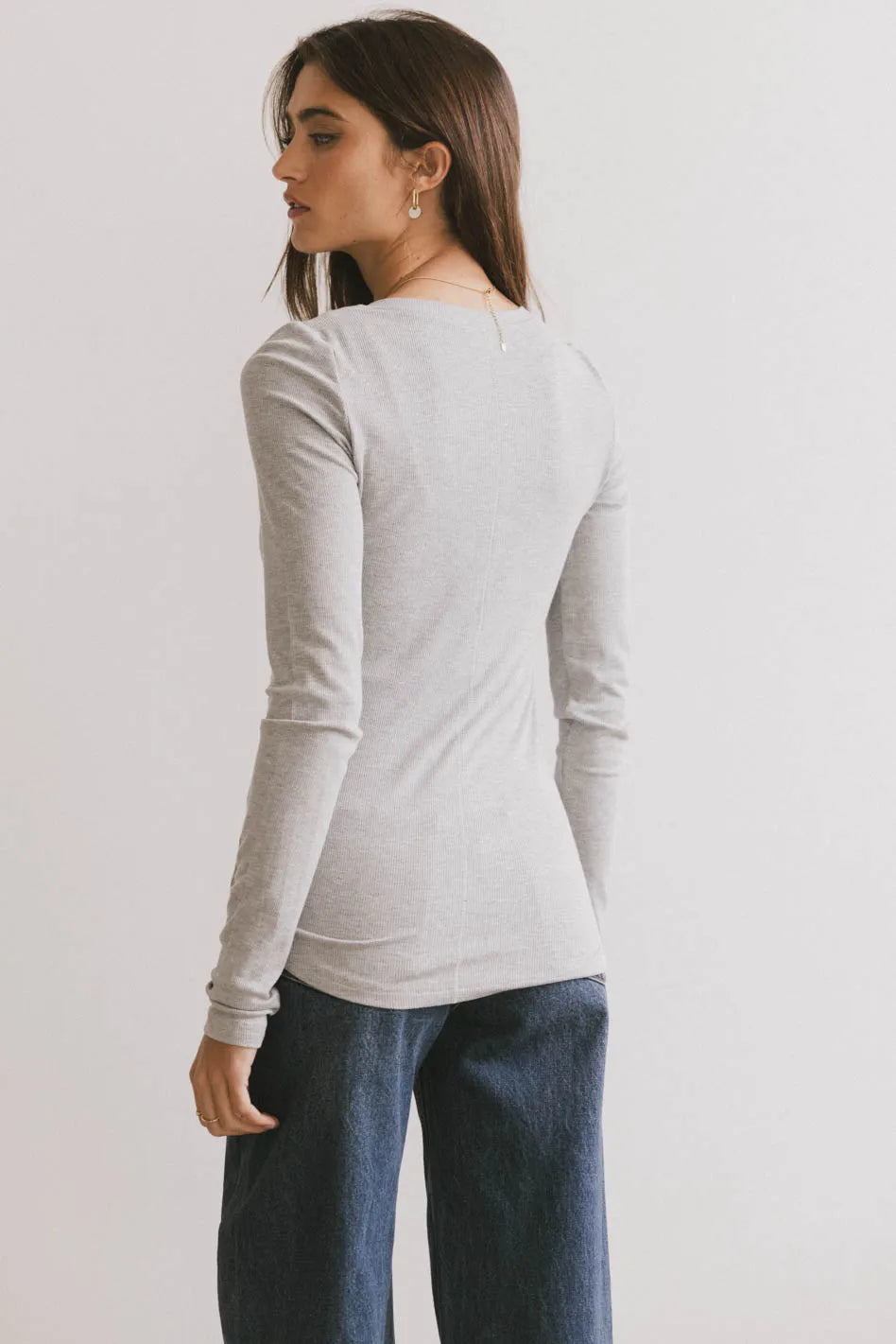 Ivanna Henley Grey Women's Top - Soft Cotton Casual Shirt for Everyday Wear | Perfect for Work, Outings & Layering | FINAL SALE