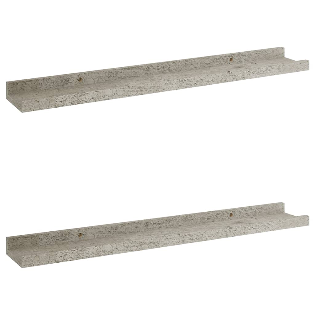 2 Pack Floating Wall Shelves - Modern Concrete Gray Bathroom & Bedroom Storage (23.6