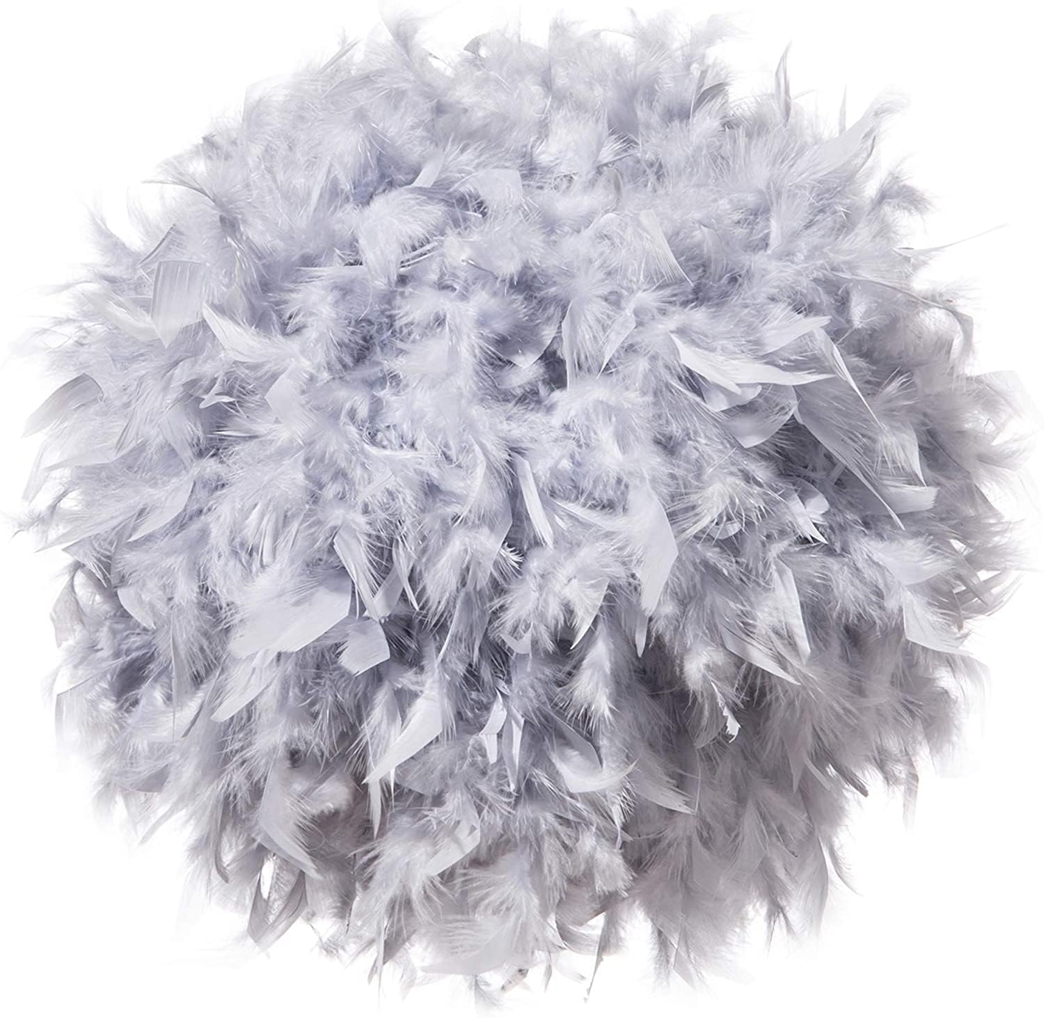 Waneway 19.7 Inch Grey Feather Lamp Shade - Ceiling Pendant Light Cover, Table & Floor Lamp Shade for Living Room, Bedroom, Wedding & Party Decor - Soft Lighting for Cozy Home Ambiance & Romantic Events