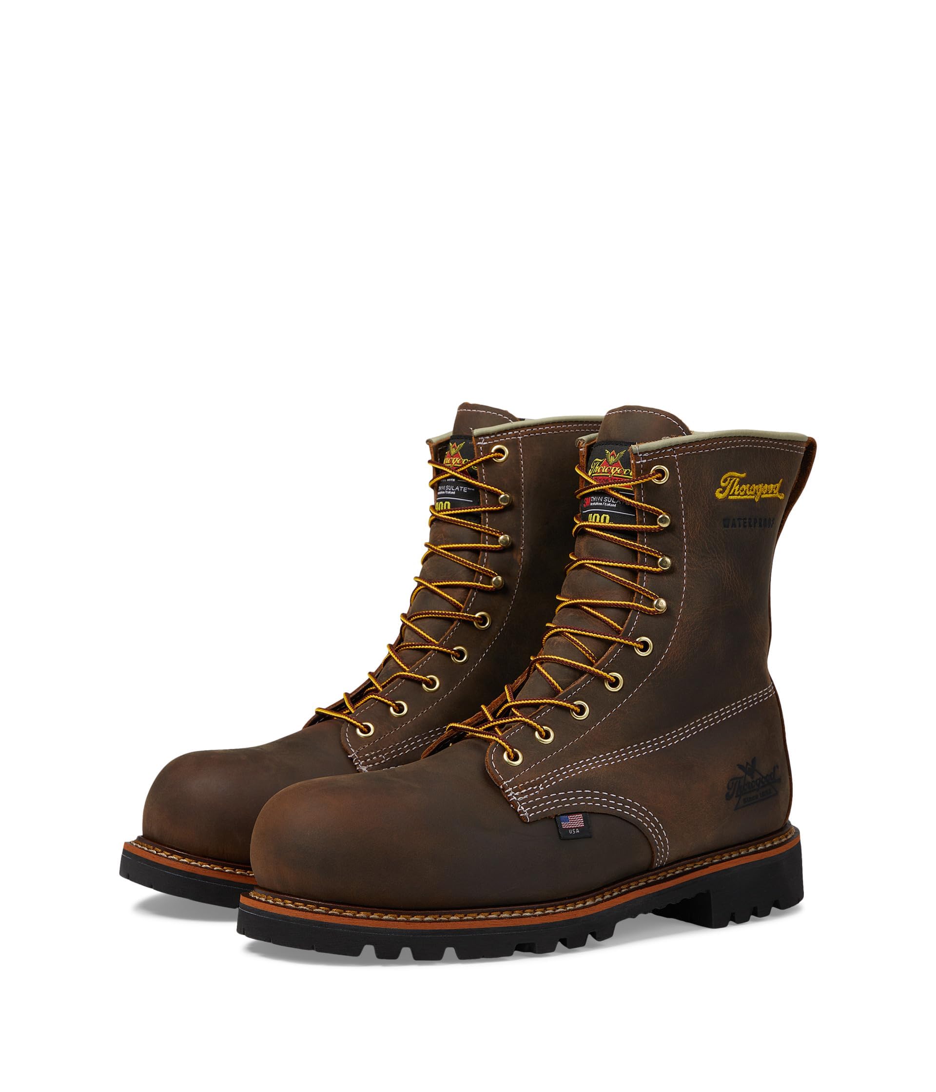 **Thorogood American Legacy 8” Insulated Waterproof Work Boots for Men – Nano Composite Safety Toe, 400g Thinsulate, Oil & Slip-Resistant Outsole – Durable Construction & Comfort for Outdoor, Construction & Heavy-Duty Work**