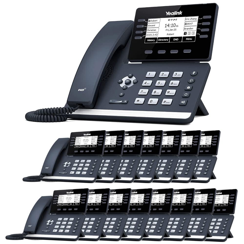 Yealink SIP-T53W Business VoIP Phone System - 16 Phone Bundle with Voicemail, Auto Attendant, Call Recording | Includes 1 Year Free TWAComm.com Service | Ideal for Office, Call Center & Remote Work Teams