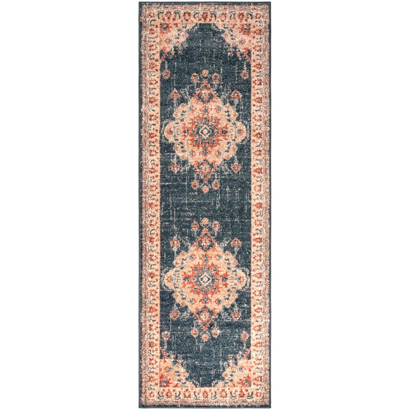 Octavia Oriental Medallion Indoor Area Rug - Traditional Persian Design Non-Slip Living Room Carpet for Home Decor