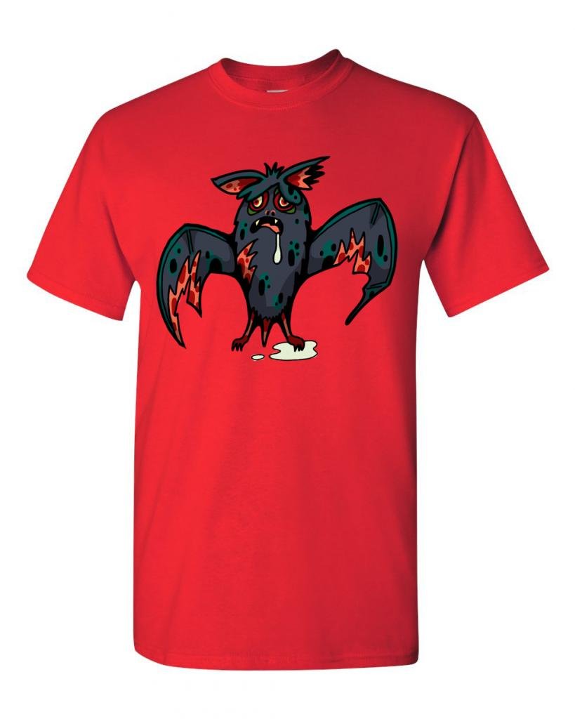 Zombie Bat Undead Animals Graphic T-Shirt for Adults - Horror Theme Cotton Tee for Halloween, Cosplay & Gothic Fashion