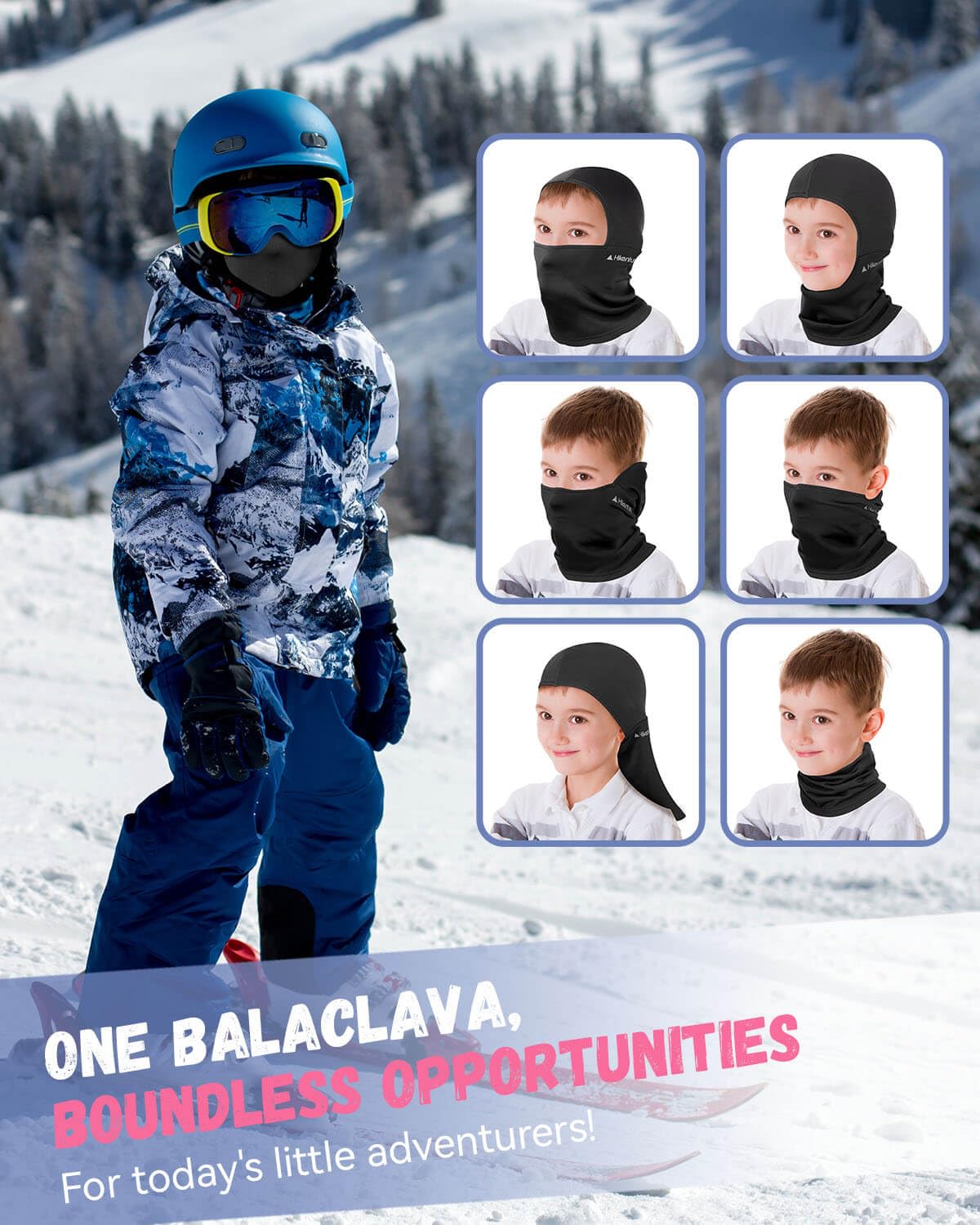 Hikenture Kids Balaclava Ski Mask - Winter Fleece Neck Warmer & Helmet Liner for Toddlers & Children | Cold Weather Face Cover for Skiing, Snowboarding & Outdoor Activities