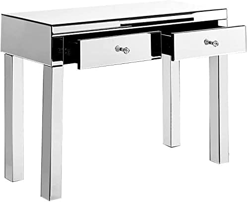 Silver Mirrored Console Table with 2 Drawers - 39