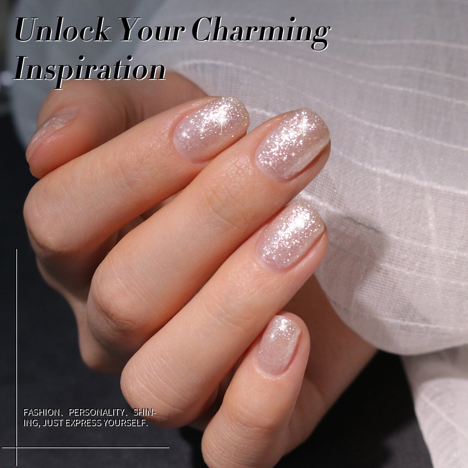 White Shimmer Glitter Gel Polish 15ml - Long Lasting Nail Polish for Manicures & Pedicures - Perfect for Parties, Weddings & Special Occasions