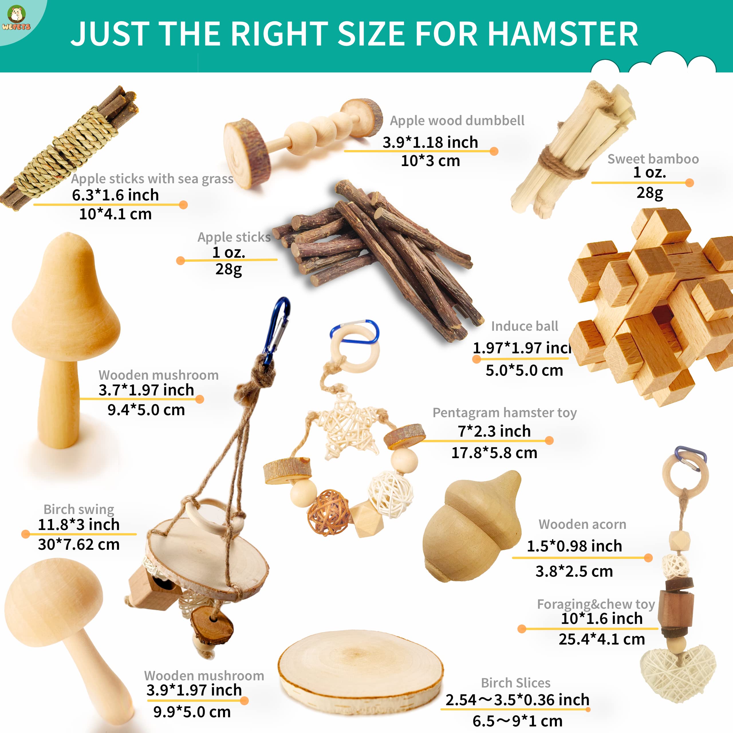**Hamster Chew Toys for Small Pets - Gerbils, Mice, Rats - Natural Wood Teeth Grinding & Stress Relief - Fun Playtime Activity for Cages (Pattern B)**    *(Perfect for Enrichment, Boredom Relief & Dental Health in Small Animal Habitats)*