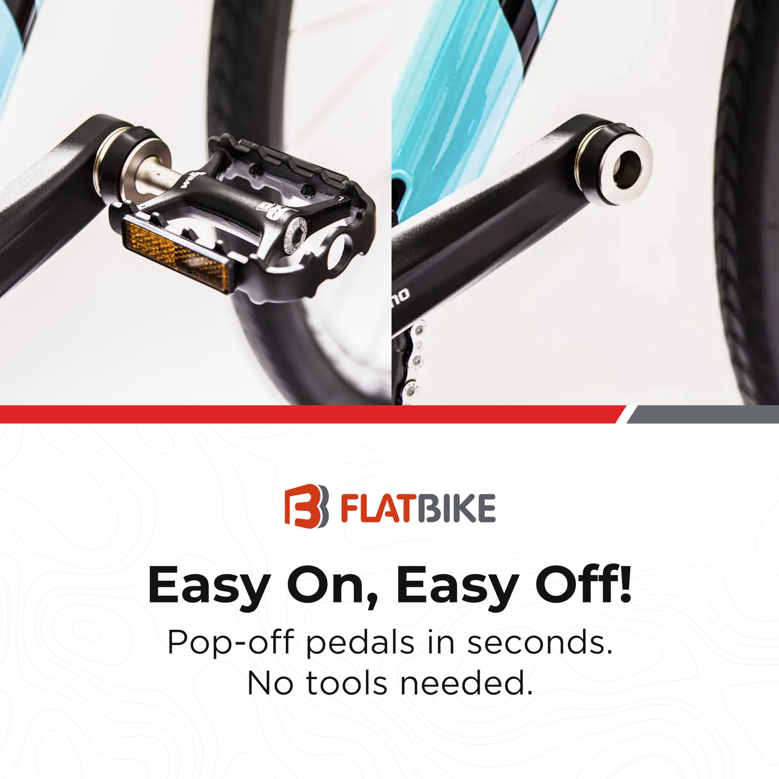 Flat Pedals & 1” Bicycle Stem Set - Folding Bike Stem & Wellgo Pop-Off Road Bike Pedals with Latches - Easy Install & Detach Bike Accessories - Space Saving Flatten Your Bike Kit by Flatbike - Perfect for Commuting, Storage & Travel