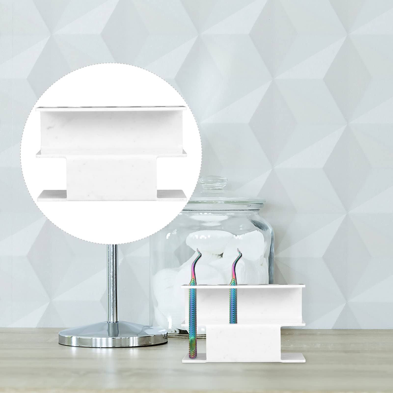 Acrylic Tweezers Display Stand - Eyelash Extension Organizer for False Eyelashes & Grafting Tweezers - Makeup Tool Holder with Shelf - Perfect for Salon, Beauty Shop & Home Makeup Station