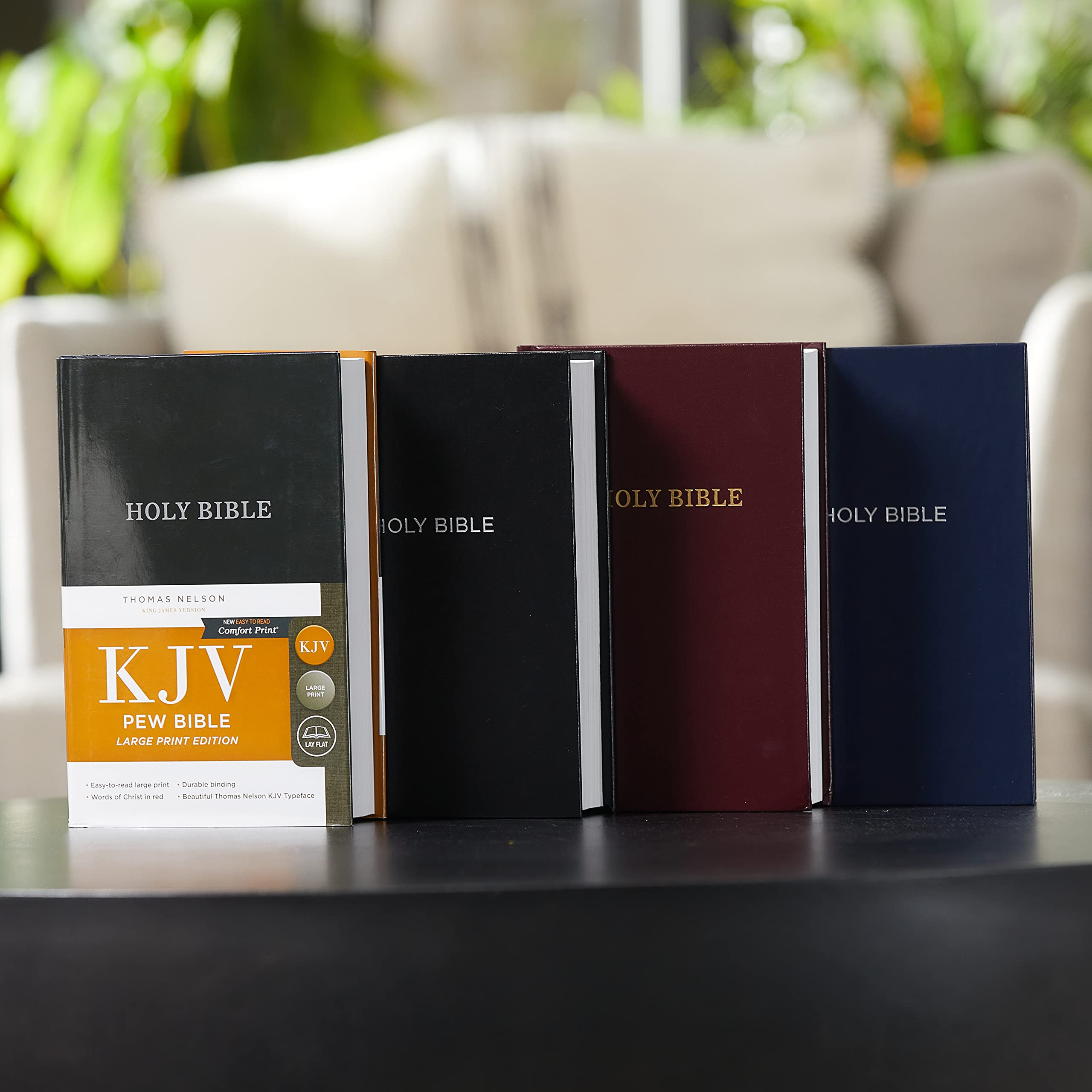 KJV Pew Bible - Large Print Hardcover in Blue with Red Letter Comfort Print | Holy Bible King James Version - Perfect for Church Services, Bible Study & Personal Devotion