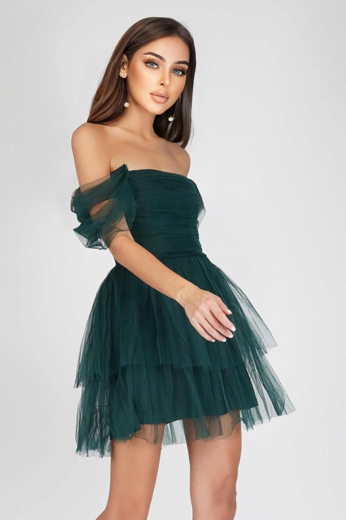 Plus Size Sydney Emerald Green Tulle Mini Dress for Women - Elegant Party, Cocktail, Prom & Special Occasion Wear