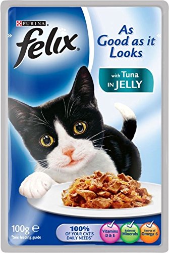 Felix As Good as It Looks Tuna in Jelly - 100g Pouch (Pack of 2) - Premium Wet Cat Food for Adult Cats - Perfect for Mealtime & Treats