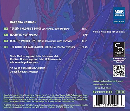 Barbara Harbach Chamber Music Vol.10 - Soprano, Violin, Piano & Orchestra World Premiere Recordings | Classical Music CD for Concerts, Study & Relaxation