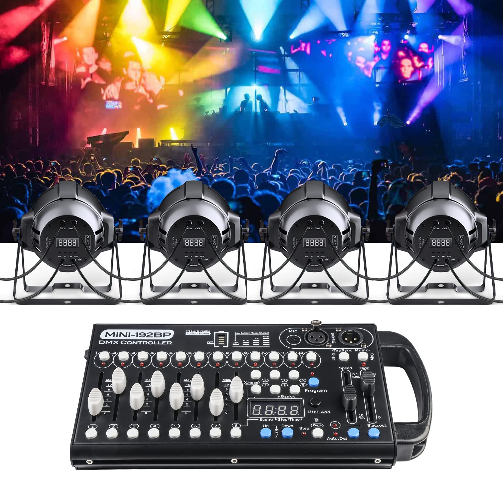Portable DMX512 Controller with MIDI & Built-in Battery - Wireless DMX Lighting Console for Moving Head Lights, Stage Shows & DJ Events