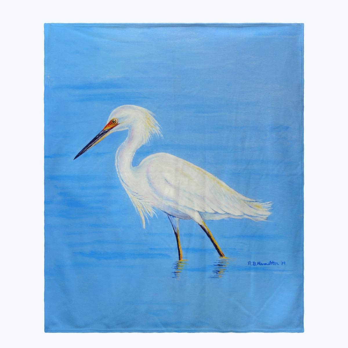 Betsy Drake Stalking Snowy Egret Throw Blanket - Soft Cozy Flannel Plaid Throws for Couch, Bed & Sofa - Perfect for Winter, Fall & Home Decor