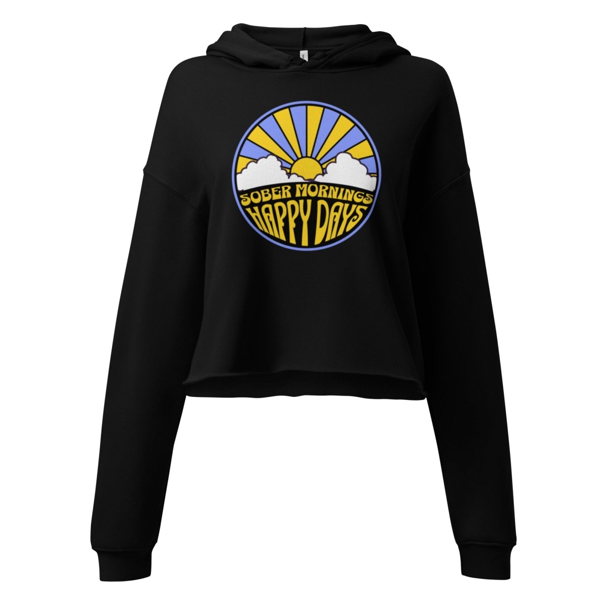 Sober Mornings Happy Days Premium Crop Hoodie - Comfortable Oversized Pullover for Women | Perfect for Casual Wear, Gym, and Relaxing at Home