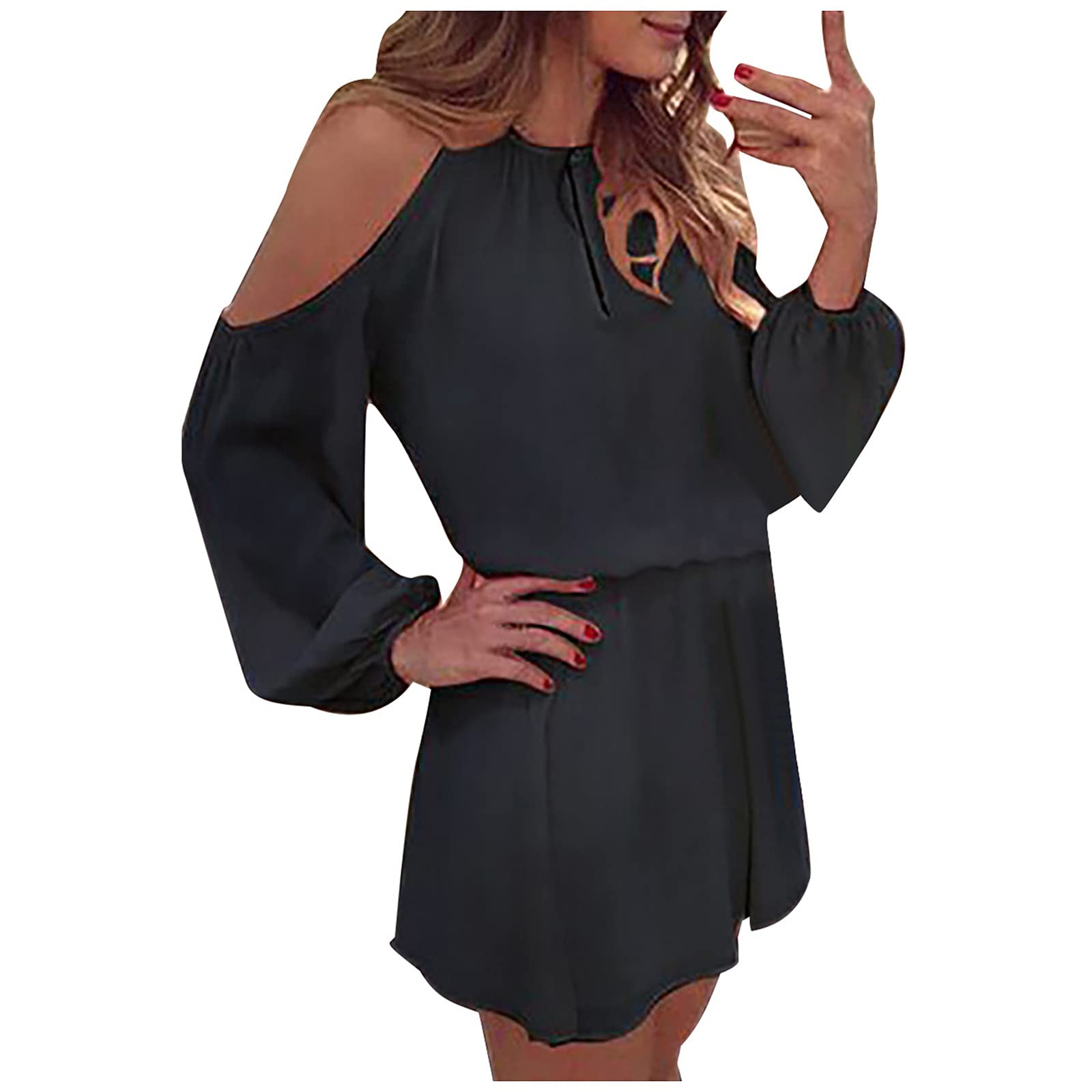 BLVB 2022 Women's Summer Casual Dress - Sexy Hollow Out Mini Dress with Full Sleeves | Perfect for Beach Vacation, Date Night & Party Wear