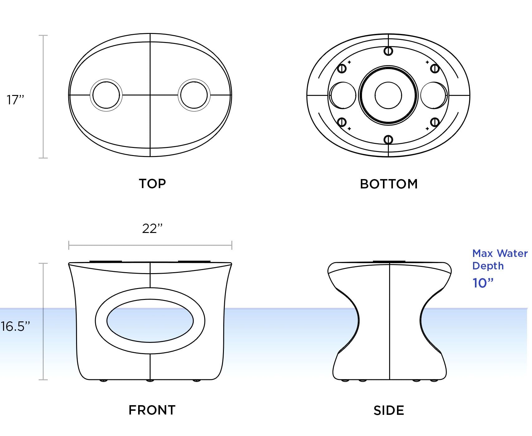 **Tenjam Splash Series Amped Floating Side Table - White, Waterproof Poolside Table for Sun Shelf, In-Pool Use, Holds Drinks & Accessories in Water Depths Up to 10