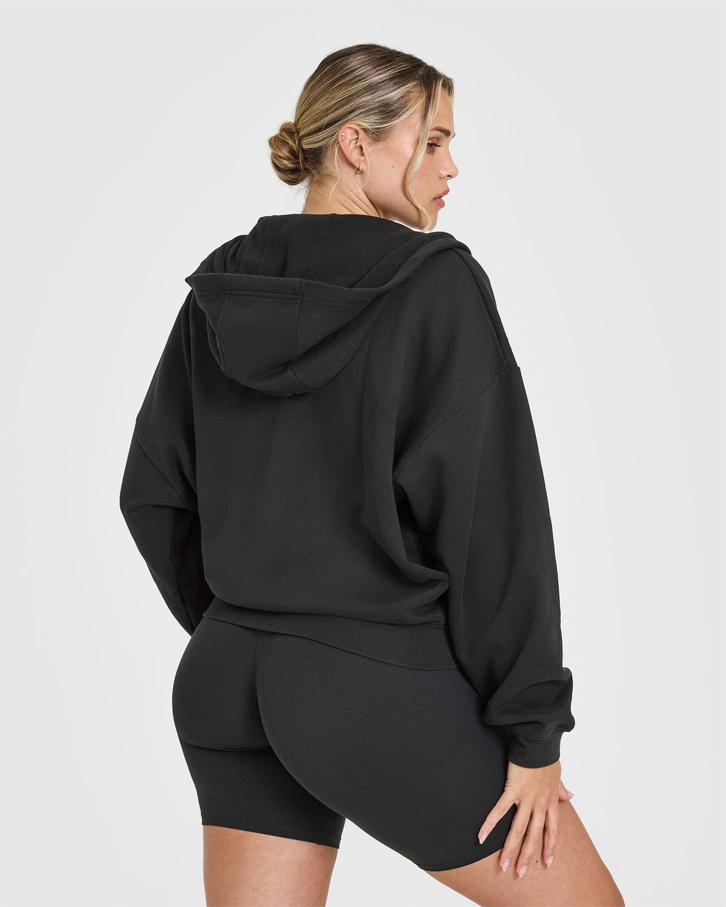 Mid Weight Zip Through Hoodie - Soft Black Fleece Pullover for Men & Women | Cozy Casual Wear for Outdoor Activities & Lounge