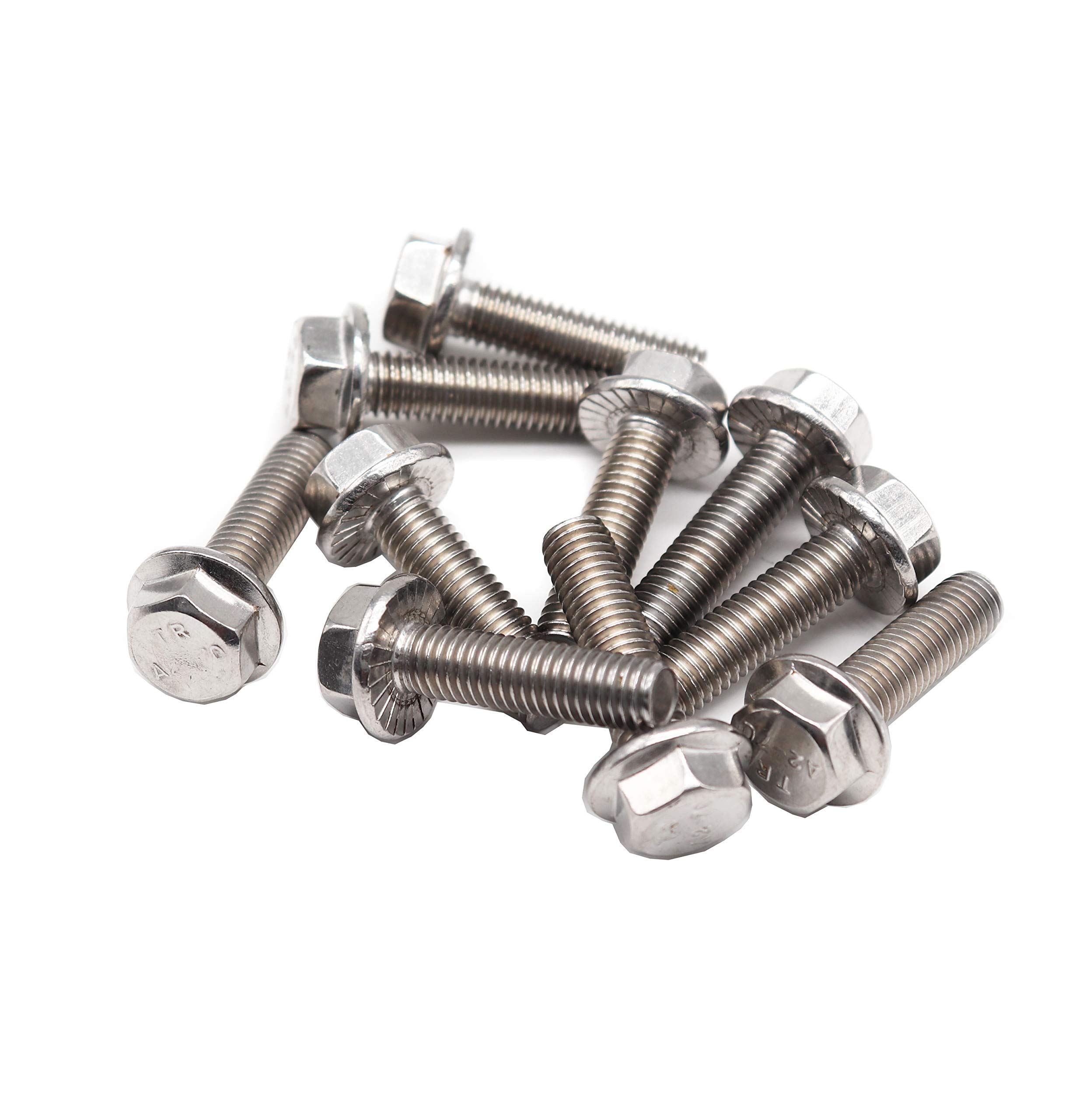10pcs M8-1.25x20mm Stainless Steel Flange Hex Bolts for DIY & Automotive