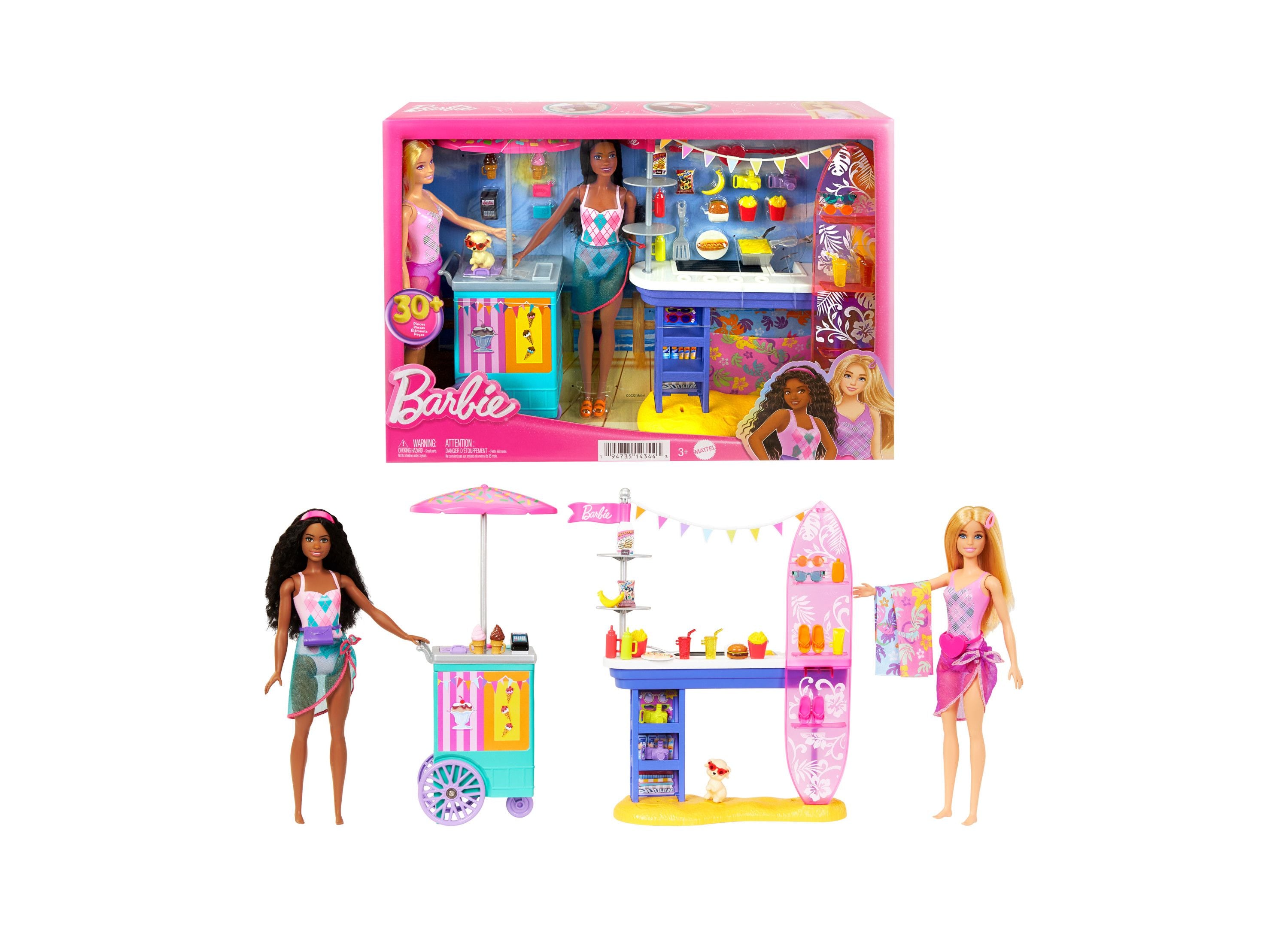 Barbie Beach Boardwalk Playset - Interactive Summer Fun Toy for Kids, Outdoor & Indoor Play, Perfect for Poolside & Backyard Adventures