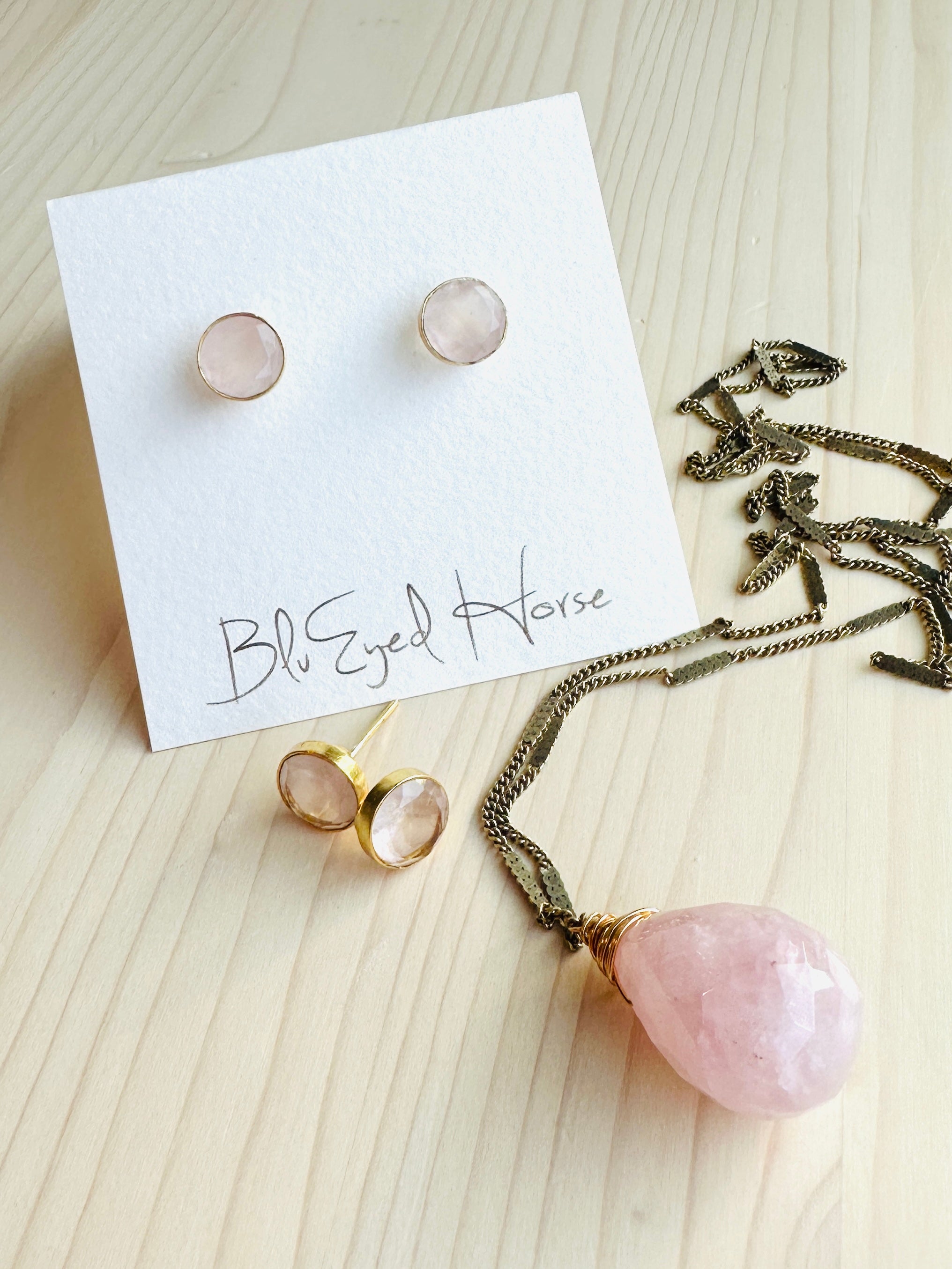 Rose Quartz Stud Earrings for Women - Natural Gemstone Jewelry, Hypoallergenic Pierced Earrings for Daily Wear, Gift for Her, Healing Crystal for Love & Positivity