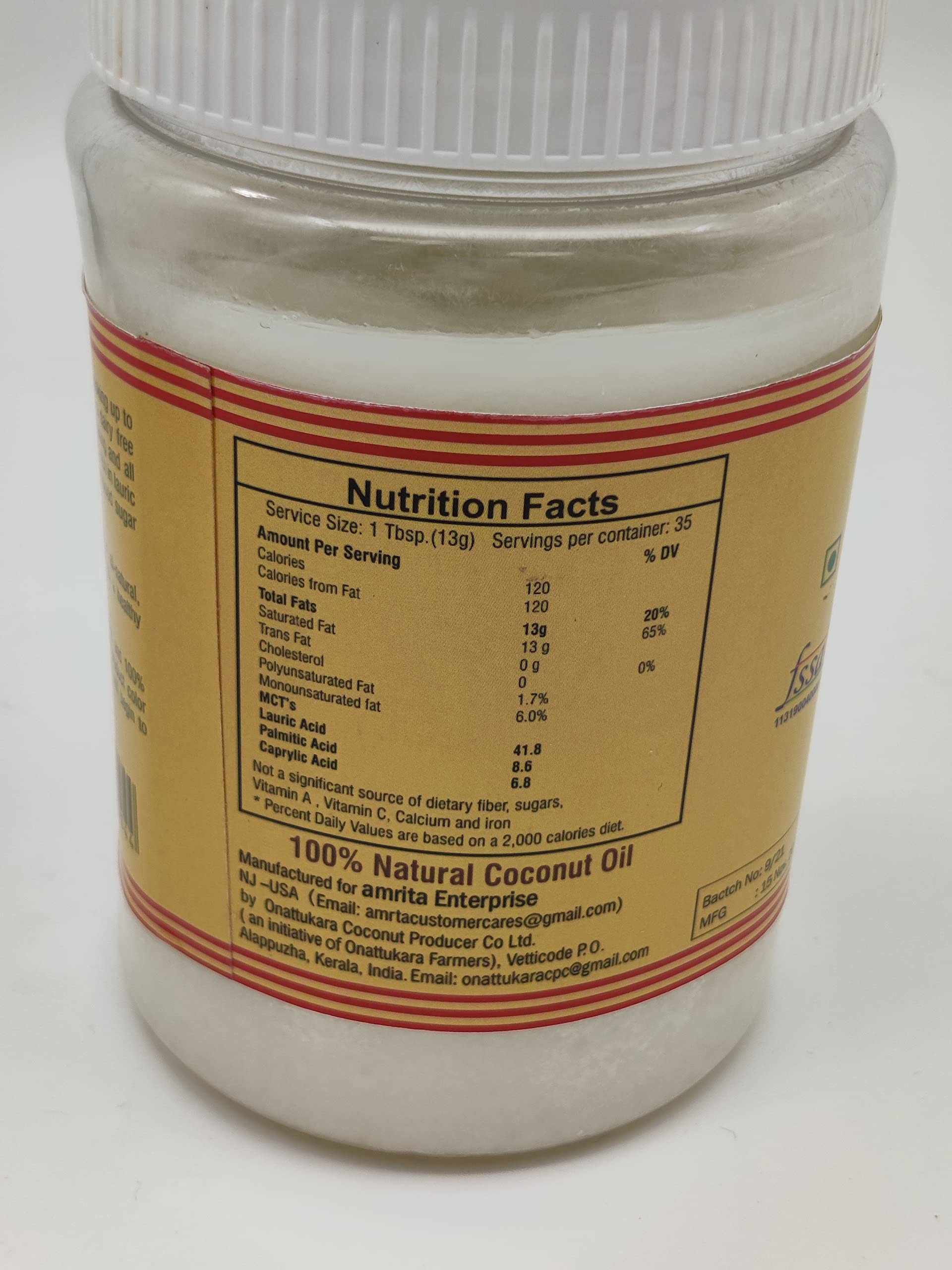 Organic Unrefined Coconut Oil 16oz - Cooking, Baking, Skin & Hair Care - Vegan
