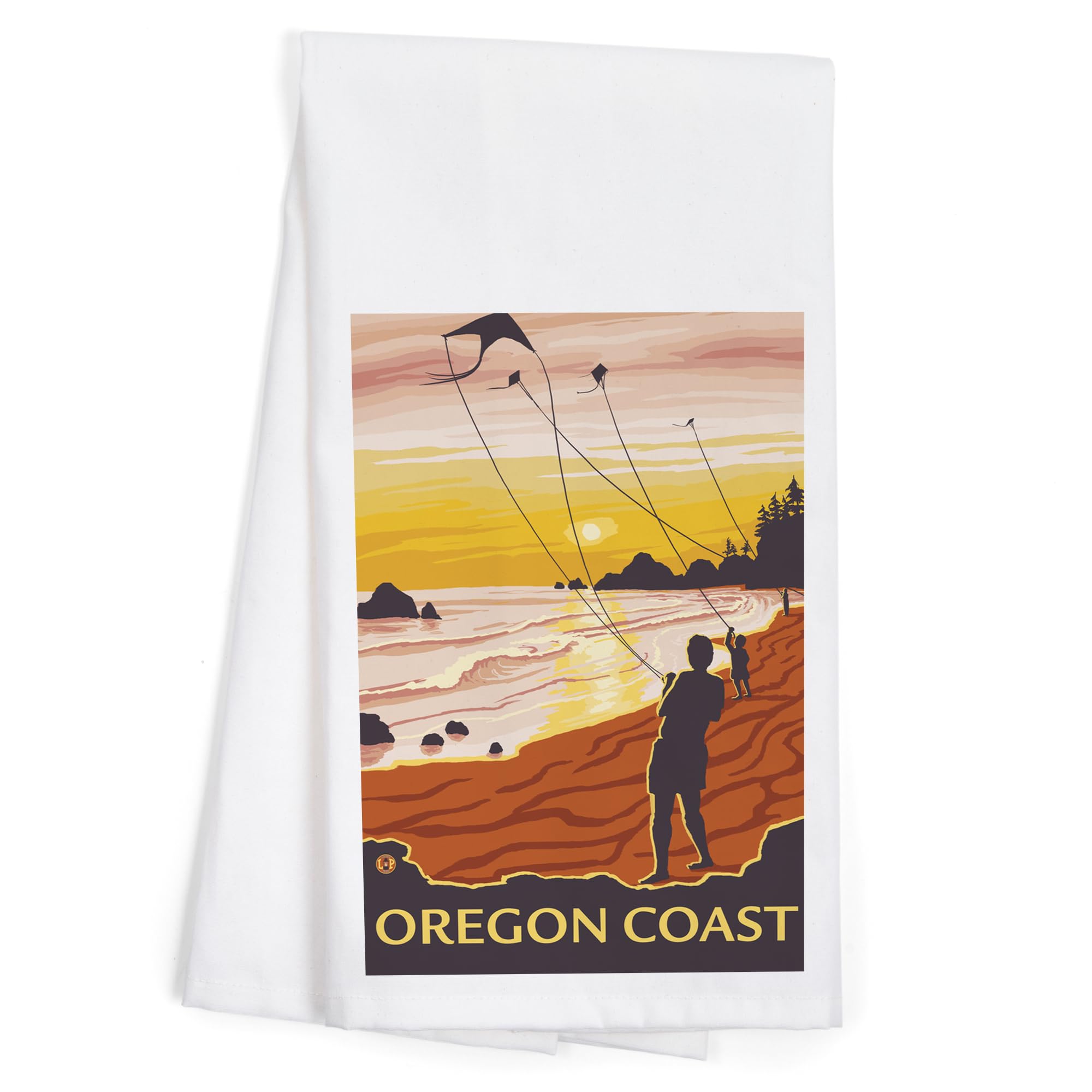 Lantern Press Beach and Kites Oregon Coast 100% Cotton Tea Towel - Decorative Hand Towel for Kitchen, Home Decor & Gift - Perfect for Beach House, Coastal Decor & Cottage Style Kitchens