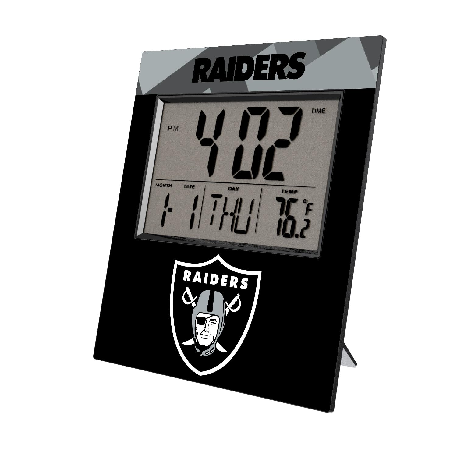 NFL Cross Hatch Digital Desk Clock - LED Display Alarm Clock with Date & Temperature - Perfect for Office, Home, and Sports Fan Gifts
