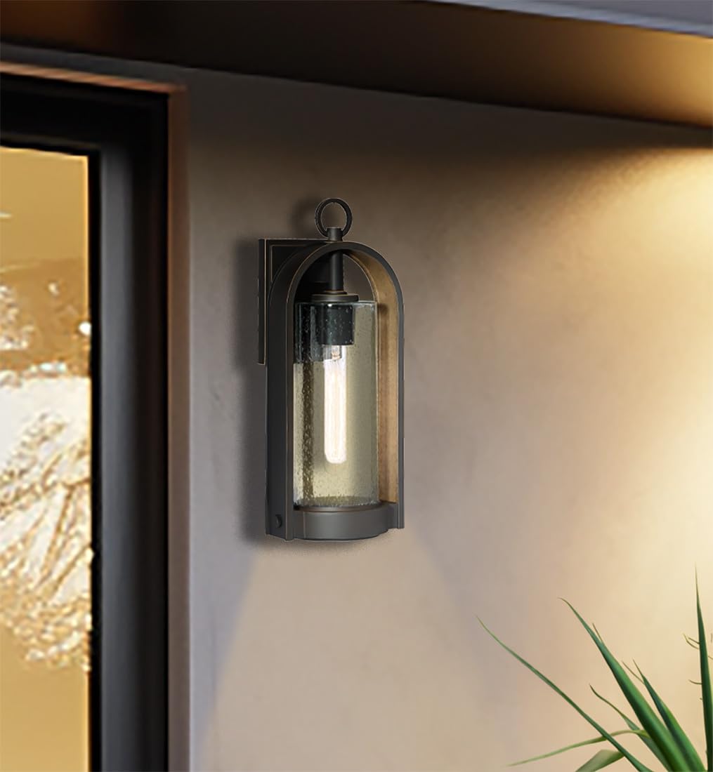 Minka Lavery 72452-143C Kamstra Outdoor Wall Light - 60W Exterior Wall Lantern in Oil Rubbed Bronze - Perfect for Porch, Patio, Garden & Entryway Lighting