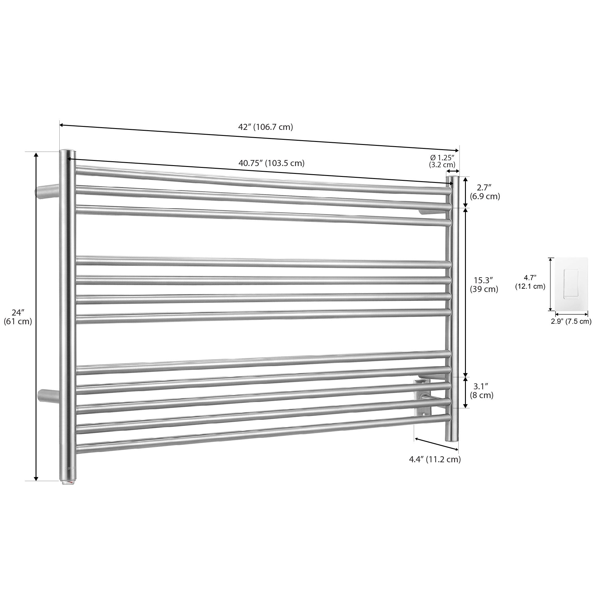 Ancona Amplia Dual 12 Bar Hardwired & Plug-in Electric Towel Warmer - Brushed Stainless Steel with WiFi Timer - Perfect for Bathroom, Spa & Luxury Home Use