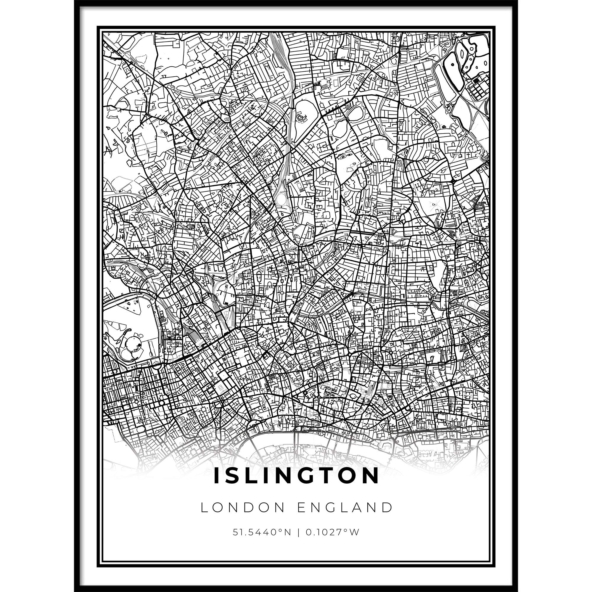 Skanndi Islington Map Print - London England UK Street Map Wall Art, Modern Home Decor 9x11 - Perfect for Living Room, Office & Gift Ideas