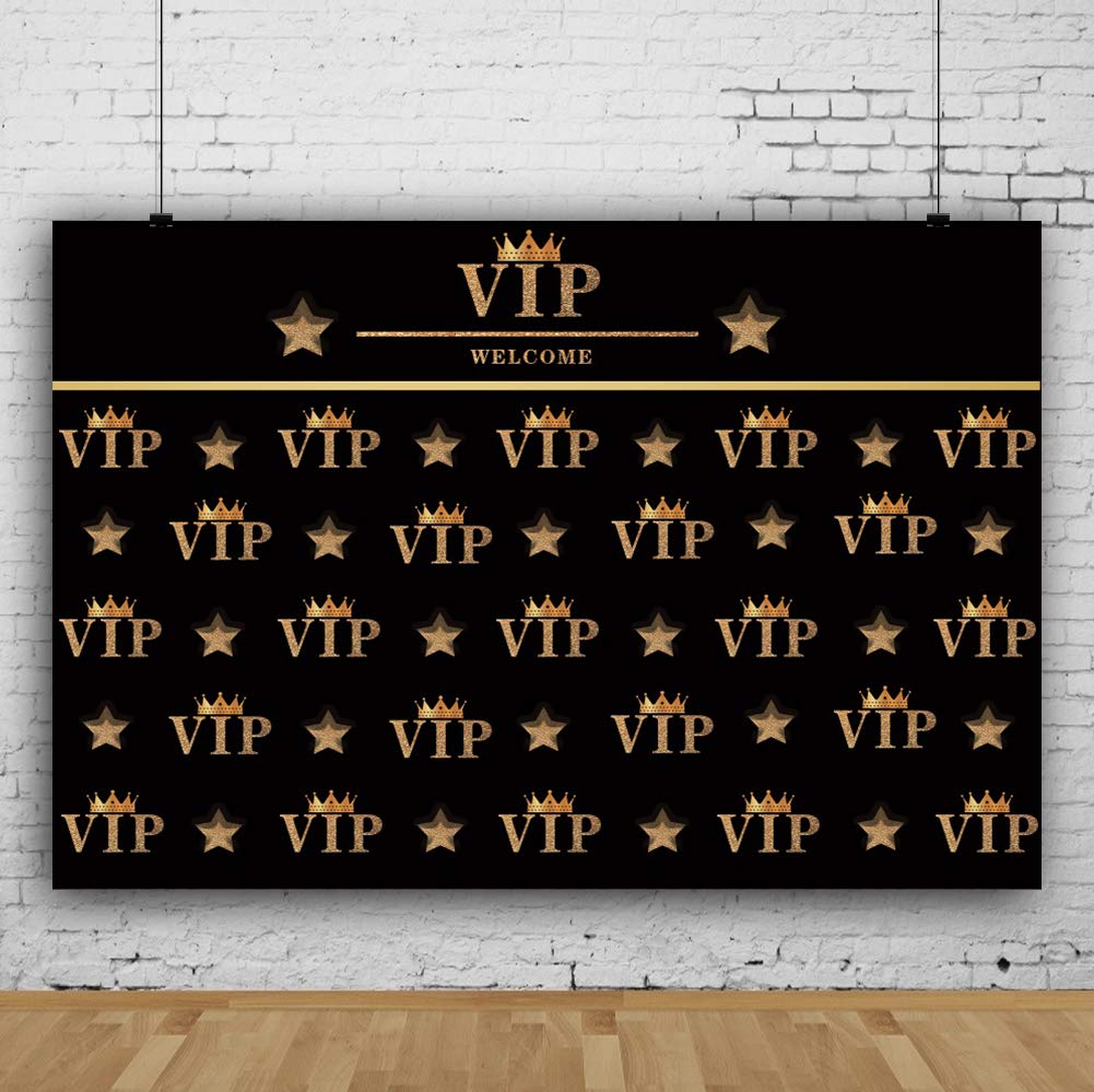 VIP Happy Birthday Backdrop 7x5ft - Golden Crown & Red Carpet Theme for Adult Bday Parties, Photo Studio Props, Wall Decor - Perfect for Birthday Bash Celebrations, Photoshoots & Special Events