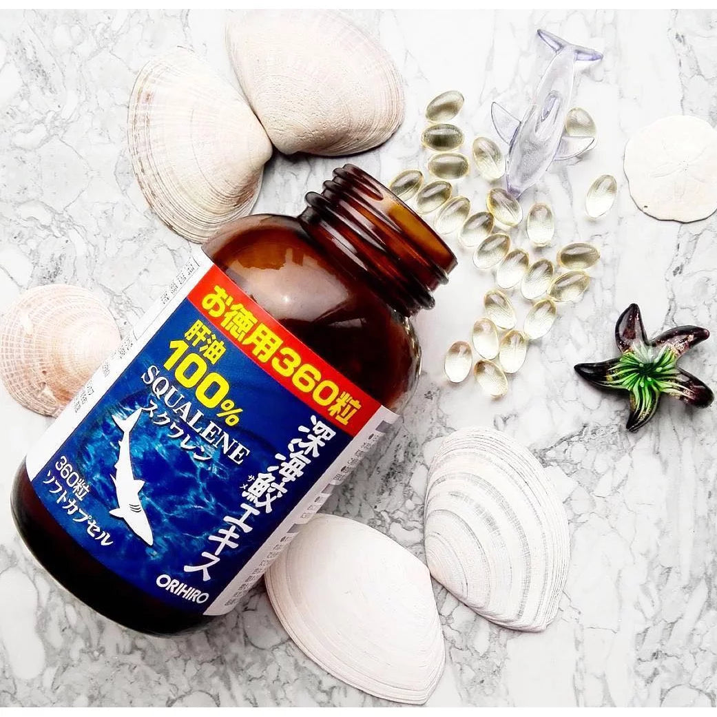 Orihiro Deep Sea Shark Liver Oil Squalene Supplement 360 Softgels | Premium Omega-3 & Antioxidant Support for Heart, Skin & Immune Health | Daily Wellness for Adults & Seniors