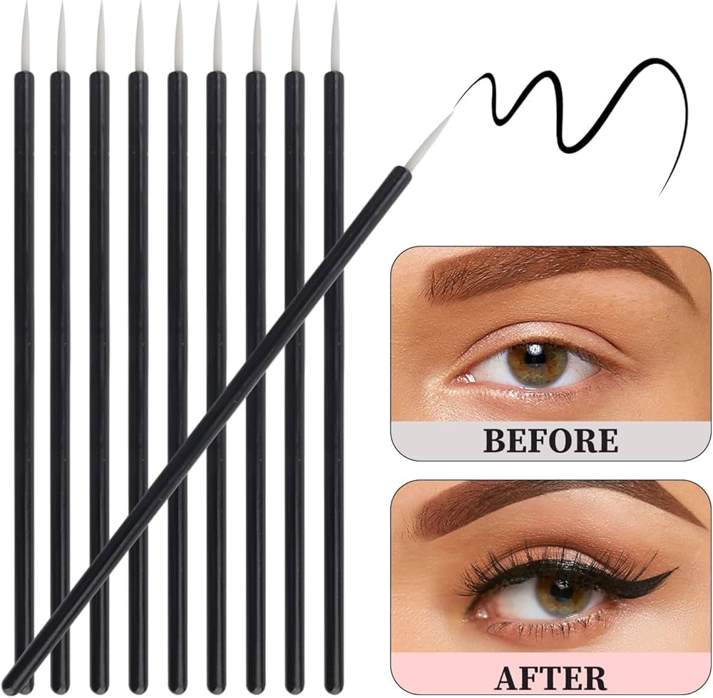 Disposable Eyeliner Brush Set - 20 Fine Point Eye Shadow & Lip Liner Applicators - Professional Makeup Tools for Precise Eyeliner, Eyeshadow & Lipstick Application - Perfect for Daily Makeup, Salon Use & Travel