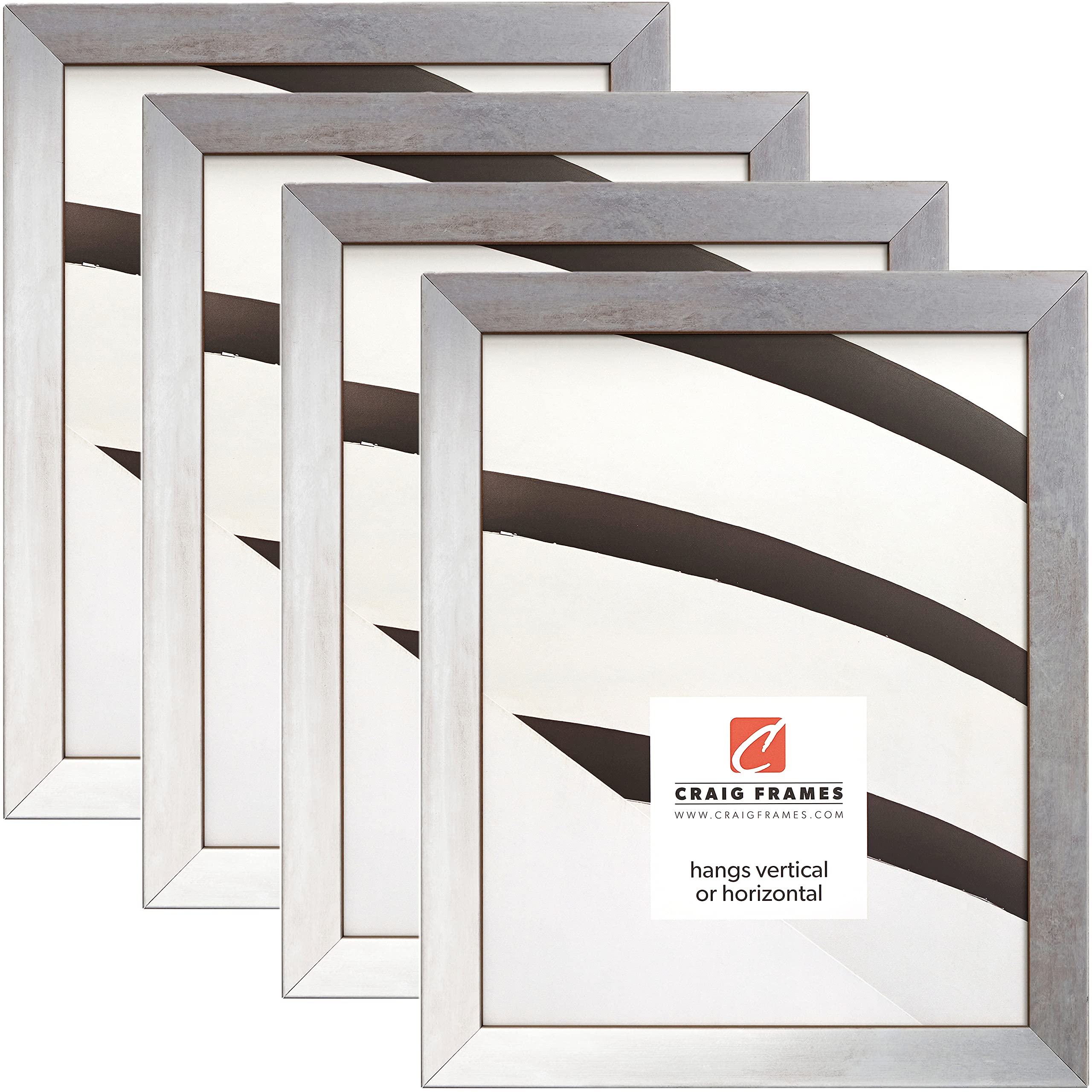 Craig Frames 11x14 Inch Alloy Picture Frame Set of 4 in Nickel Finish - Perfect for Wall Decor, Photo Displays & Home Office Art Arrangements